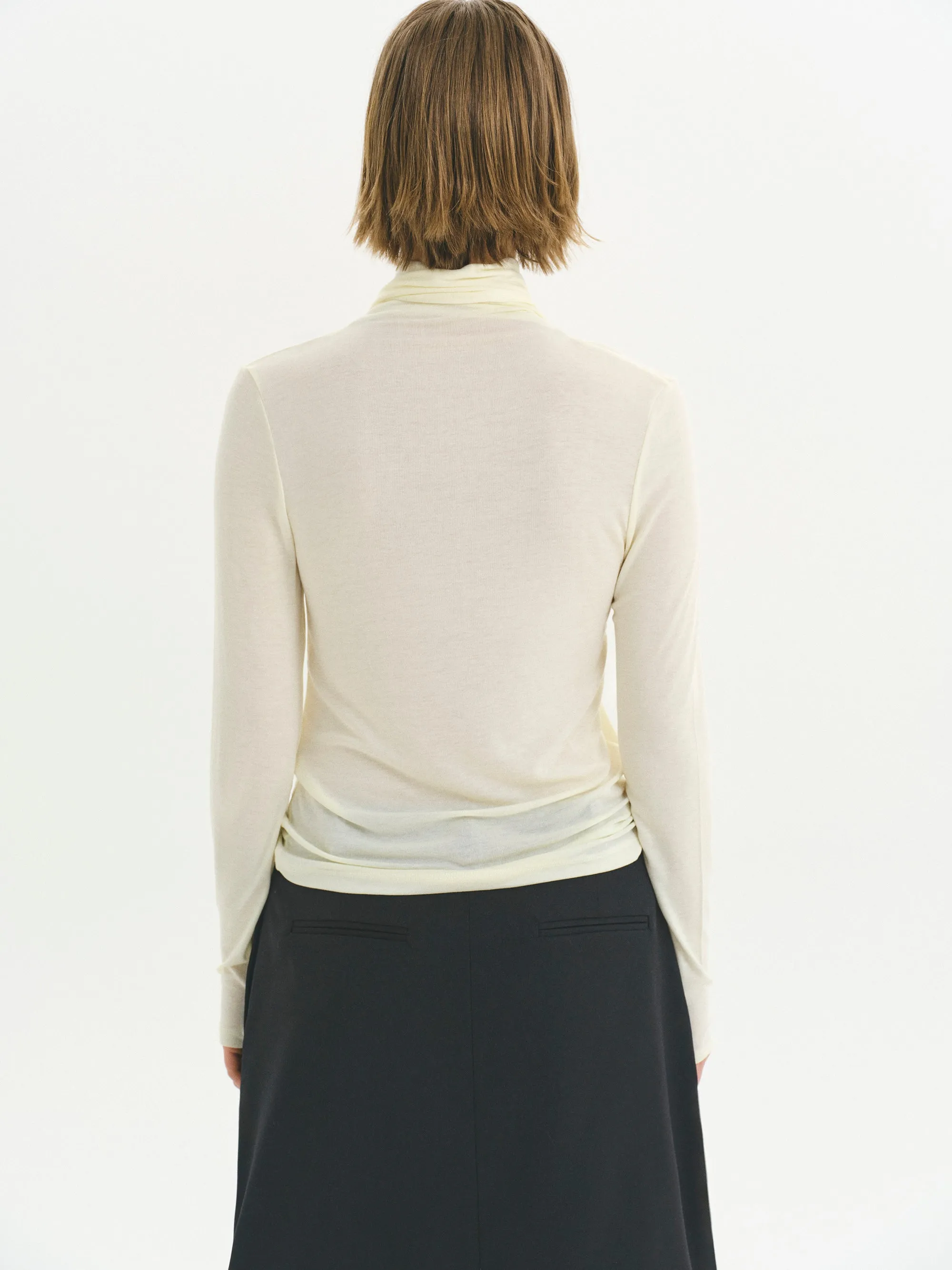 Tie Neck Jersey Top, Cream sold by Source Unknown product image thumbnail 4