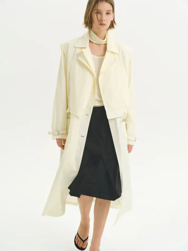 Overlay Trench Coat, Cream sold by Source Unknown
