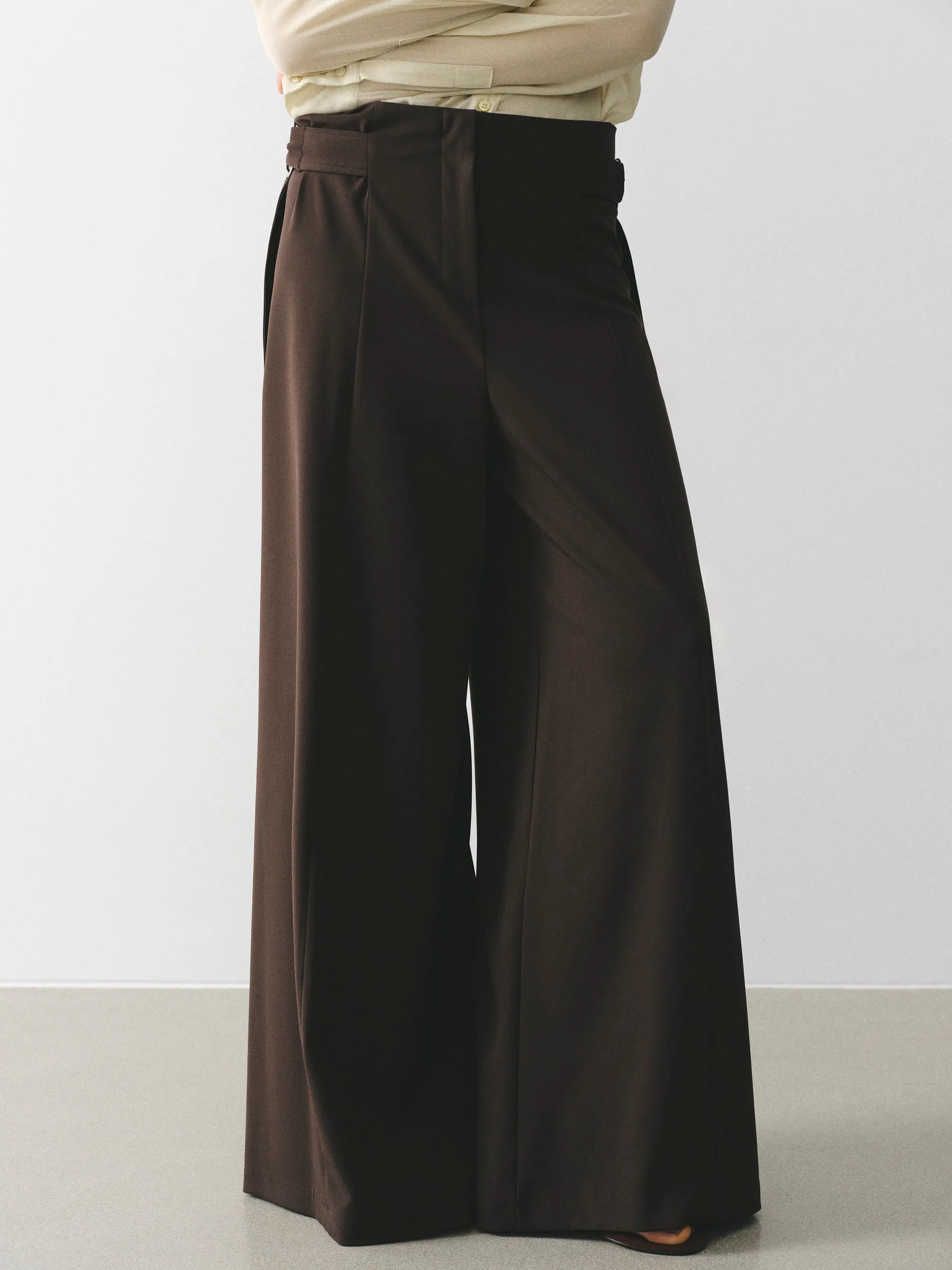 D-Ring Wide-Leg Trousers, Brown sold by Source Unknown product image thumbnail 3