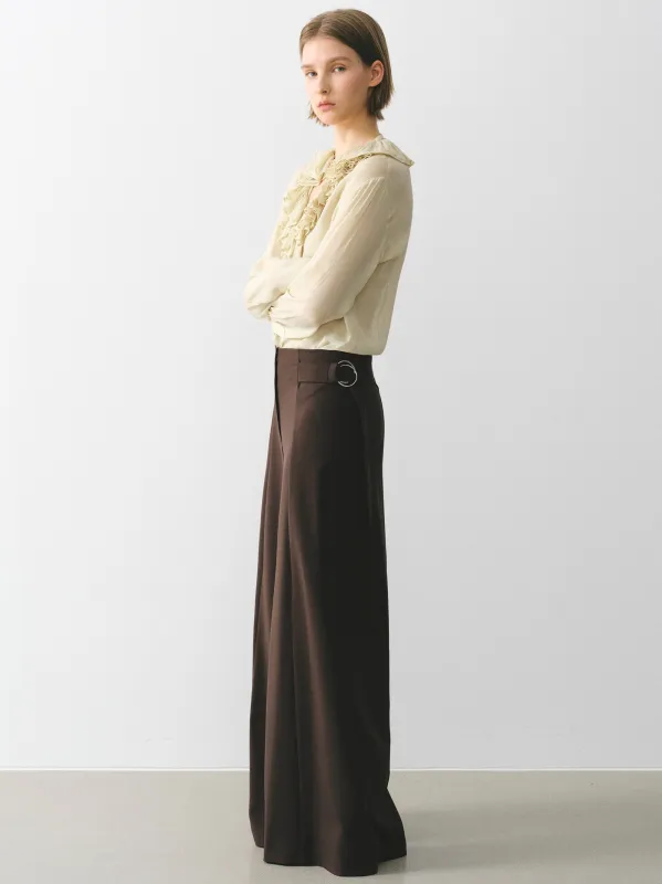 D-Ring Wide-Leg Trousers, Brown made by Source Unknown