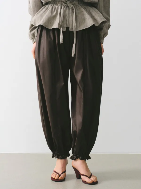 Daria Ruffle Hem Faux-Leather Pants, Brown made by Source Unknown