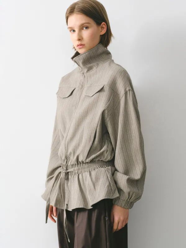 Rowan Drawstring Peplum Track Jacket, Beige sold by Source Unknown