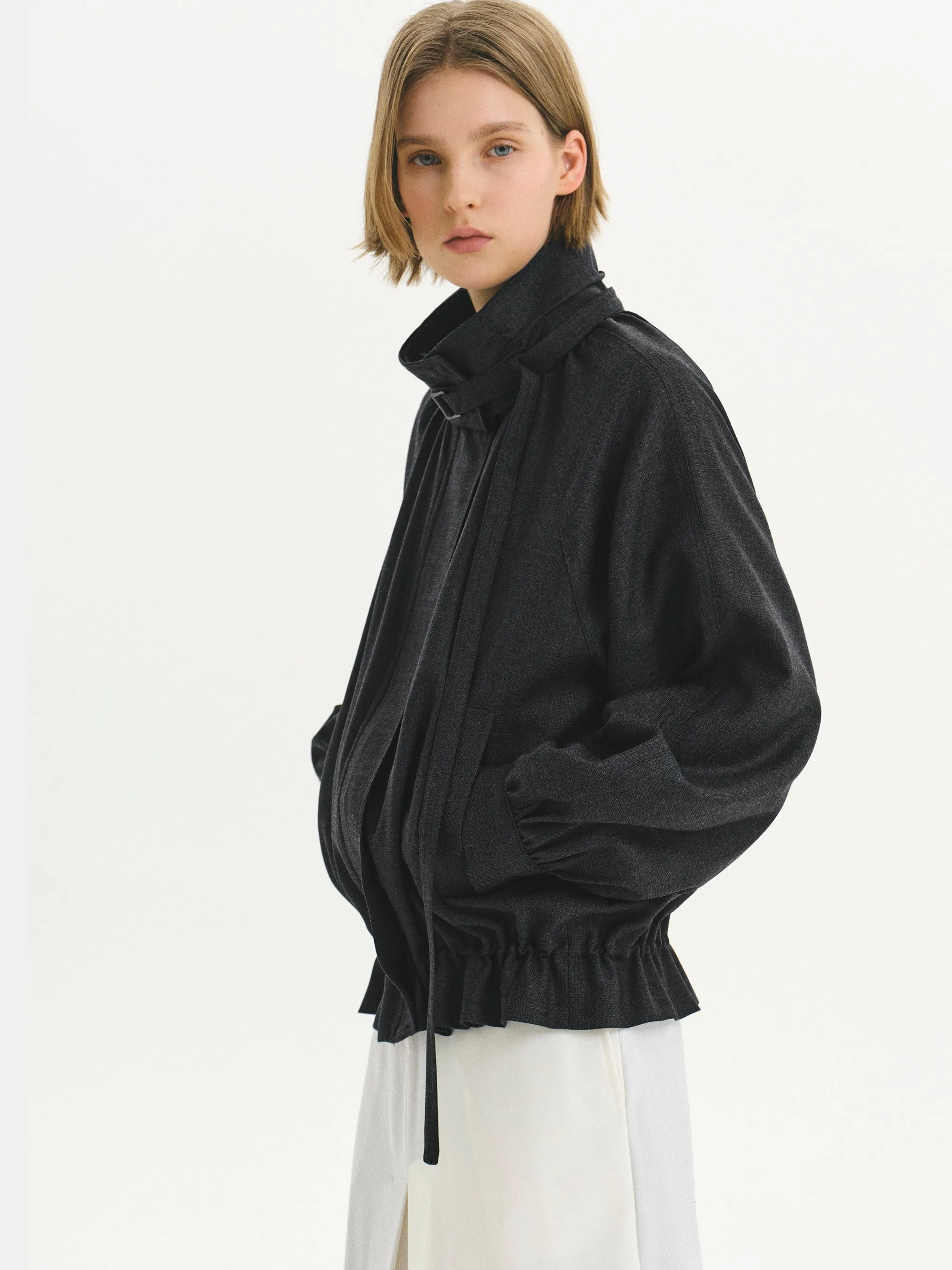 Mock-Neck Bomber Jacket, Charcoal sold by Source Unknown product image thumbnail 2