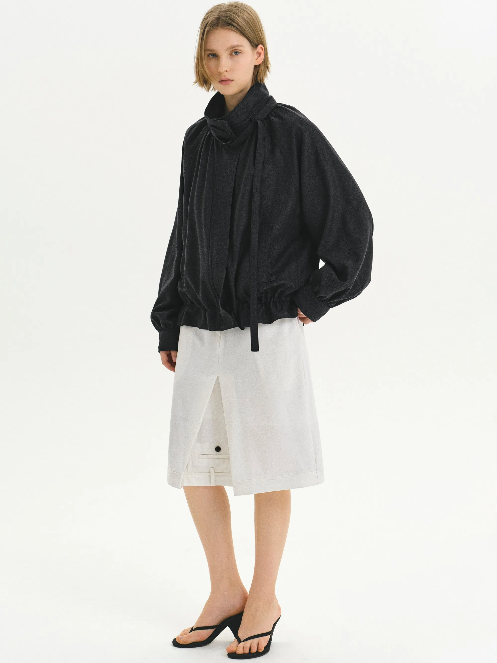 Mock-Neck Bomber Jacket, Charcoal sold by Source Unknown product image thumbnail 3