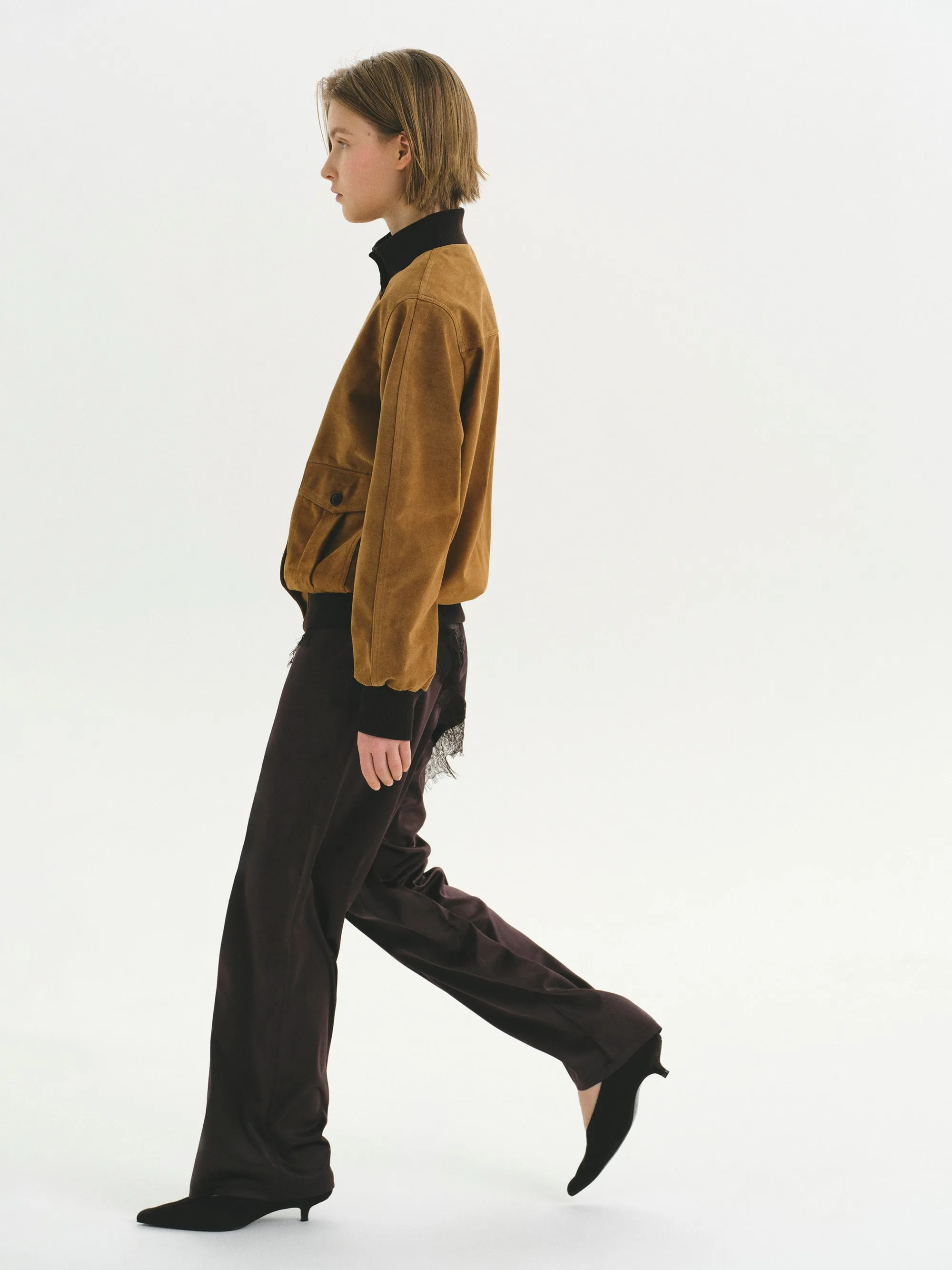 Layered Satin-Effect Trousers, Brown sold by Source Unknown product image thumbnail 3