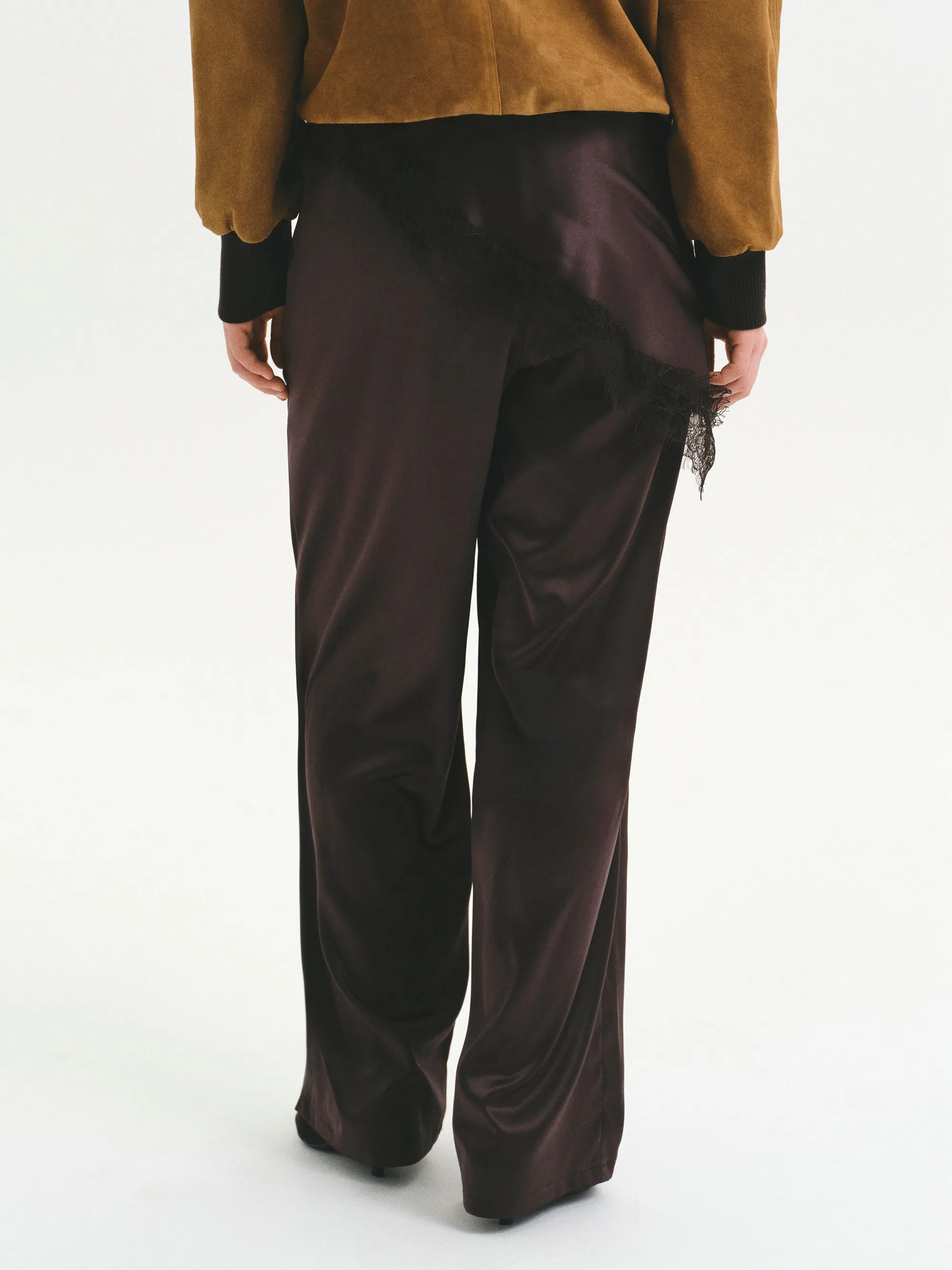 Layered Satin-Effect Trousers, Brown sold by Source Unknown product image thumbnail 2