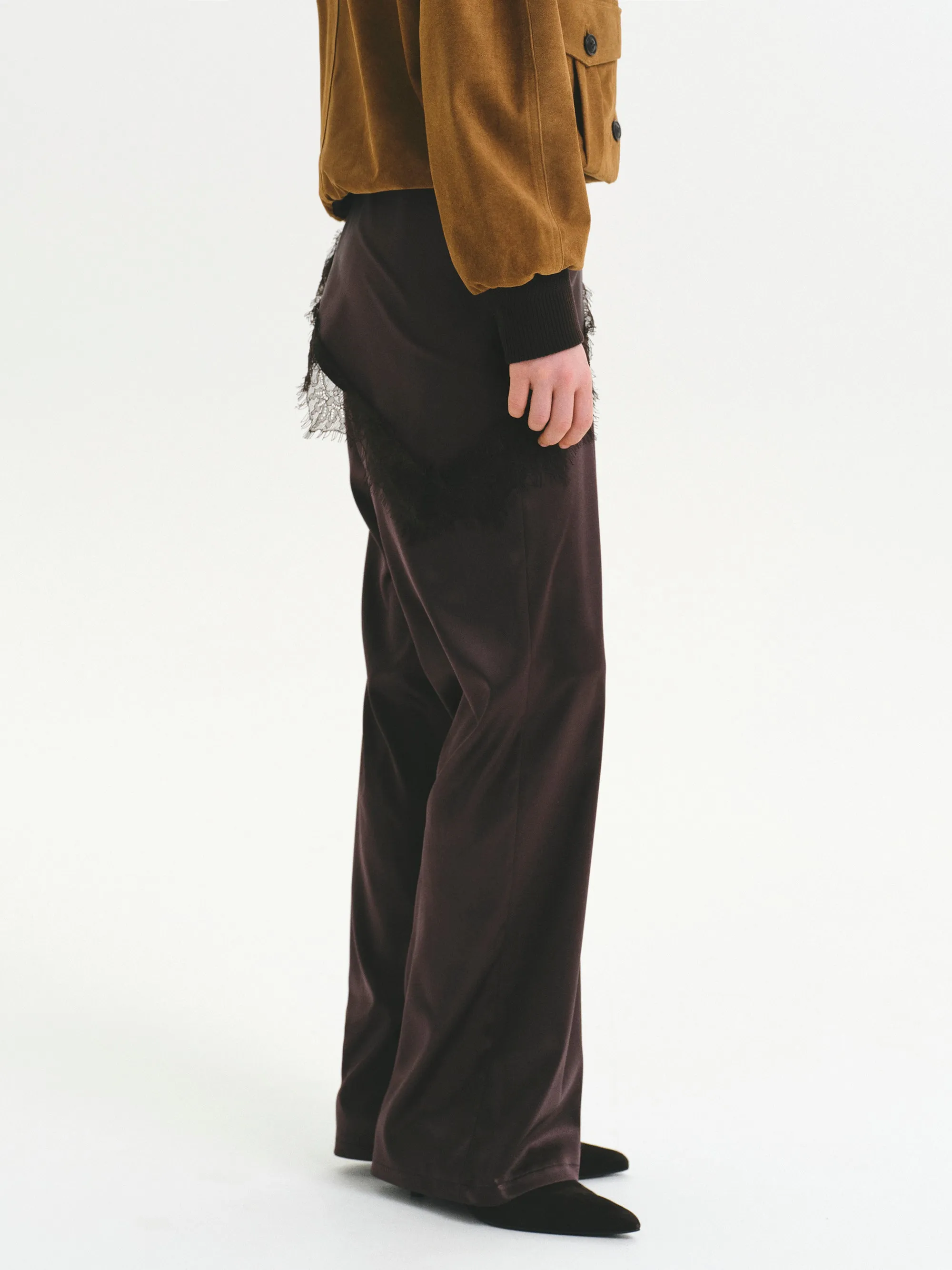 Layered Satin-Effect Trousers, Brown sold by Source Unknown product image thumbnail 4