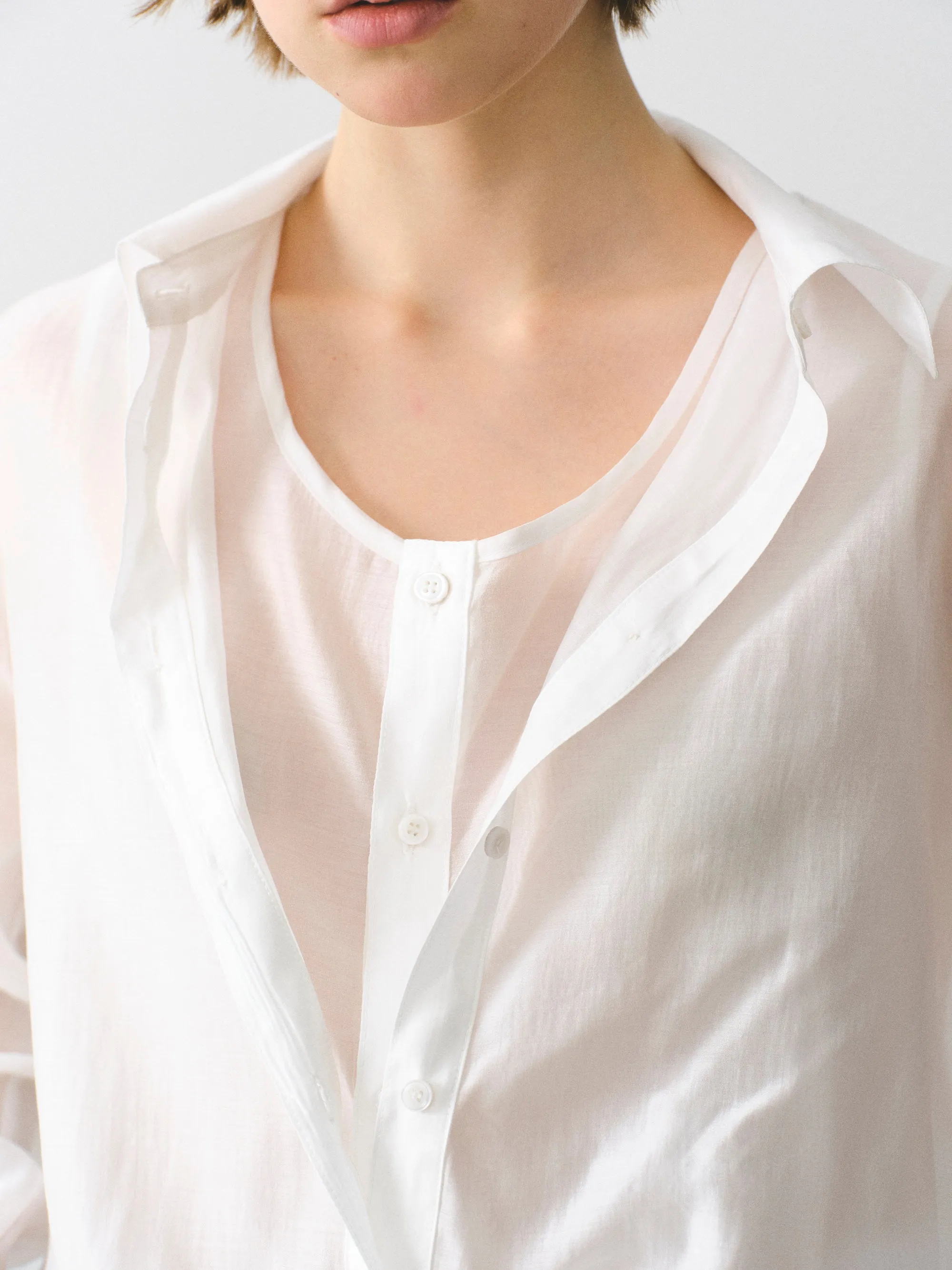 Layered Button Down Shirt, Ivory sold by Source Unknown product image thumbnail 2