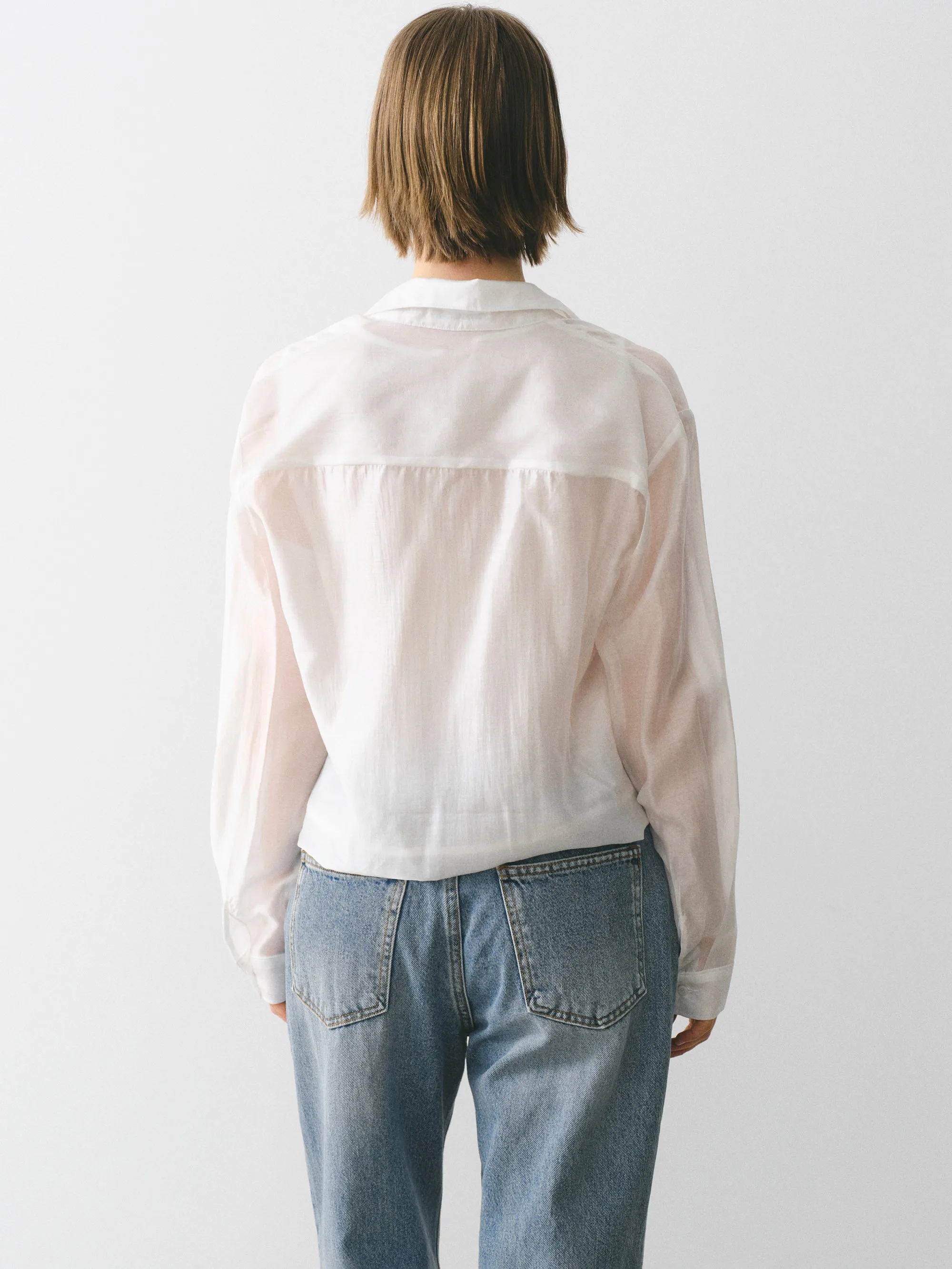 Layered Button Down Shirt, Ivory sold by Source Unknown product image thumbnail 4