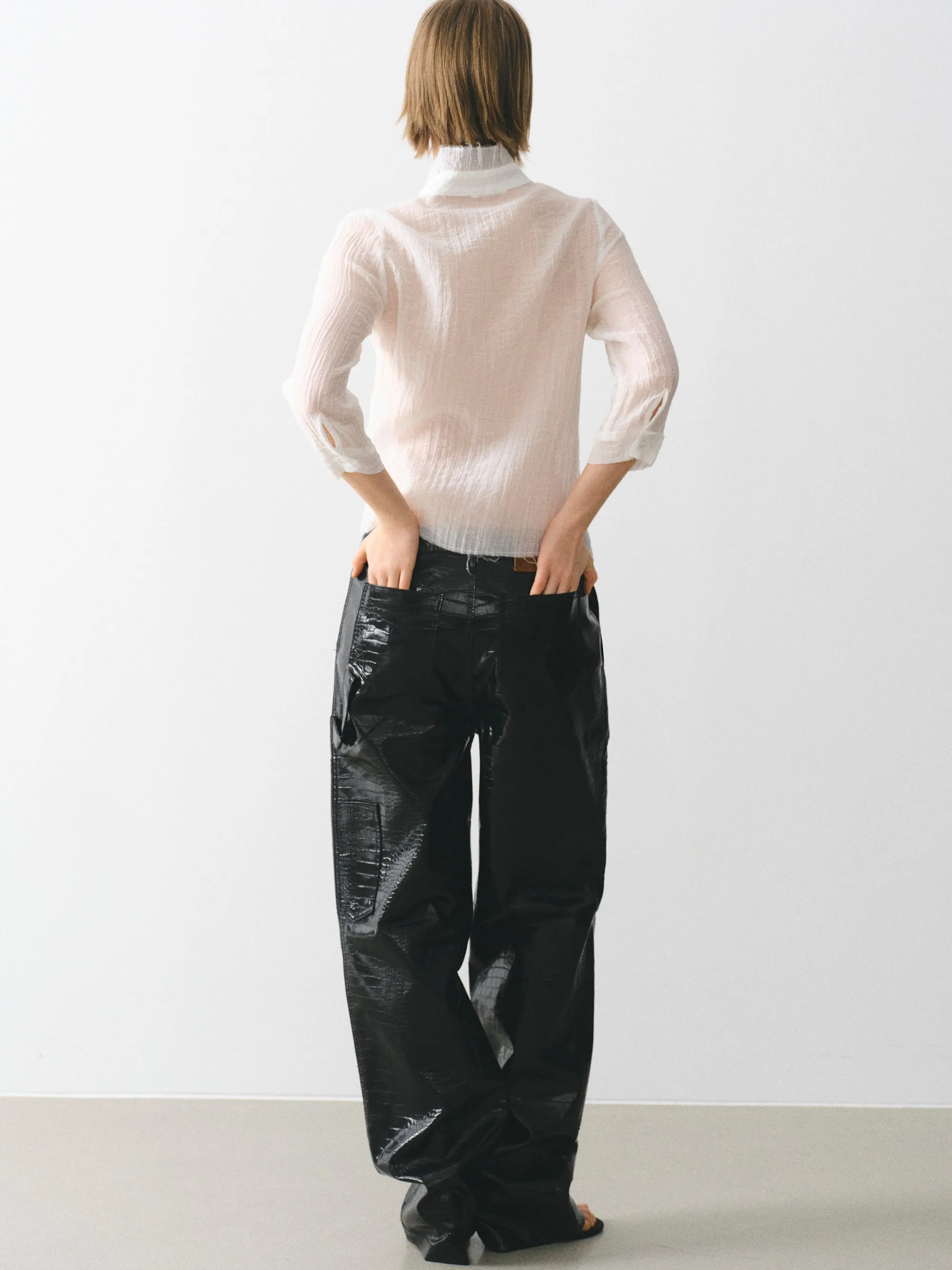 Ruffle Gauze Blouse, Ivory sold by Source Unknown product image thumbnail 5