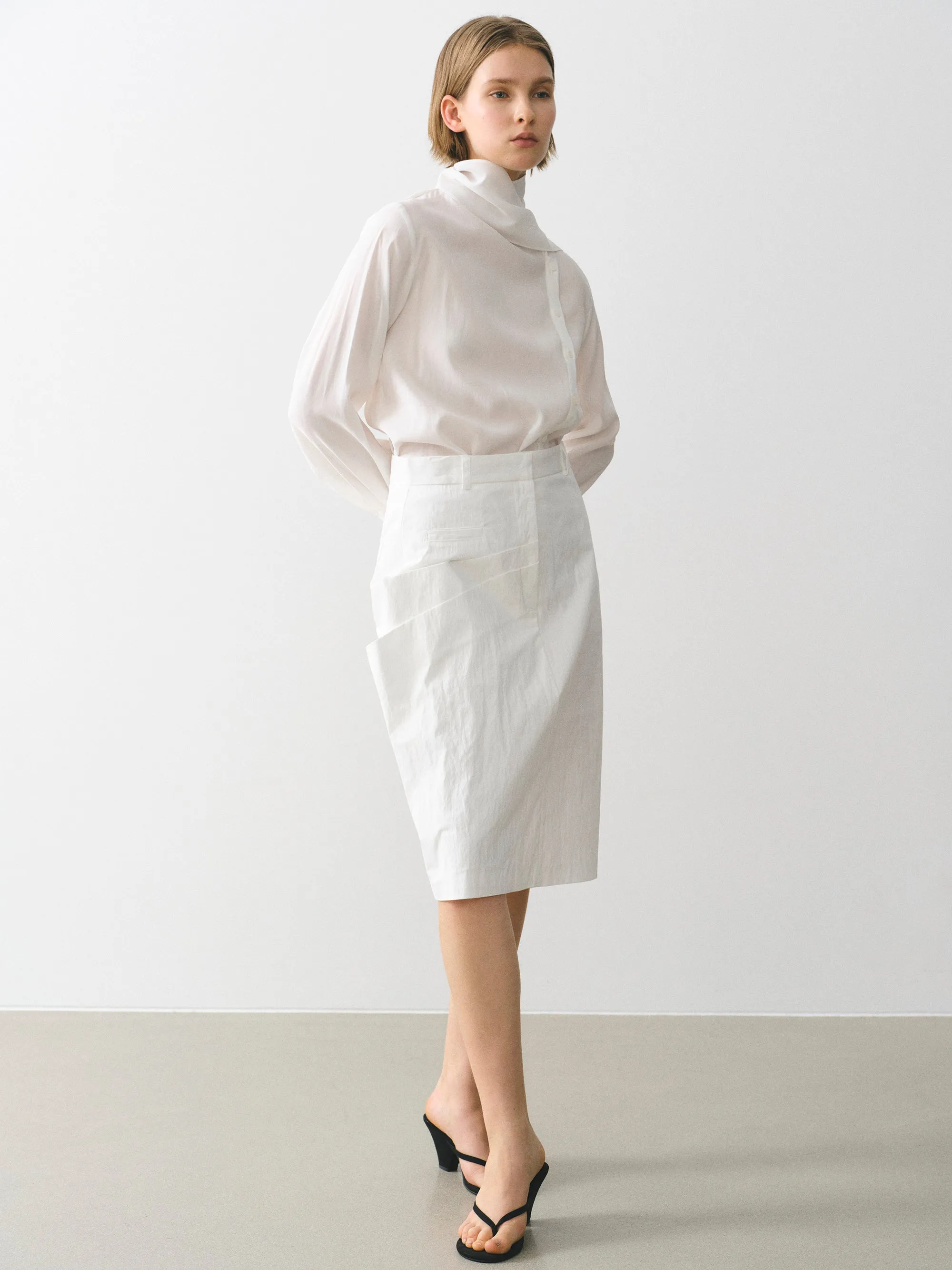 Paneled Midi Skirt, White sold by Source Unknown product image thumbnail 2