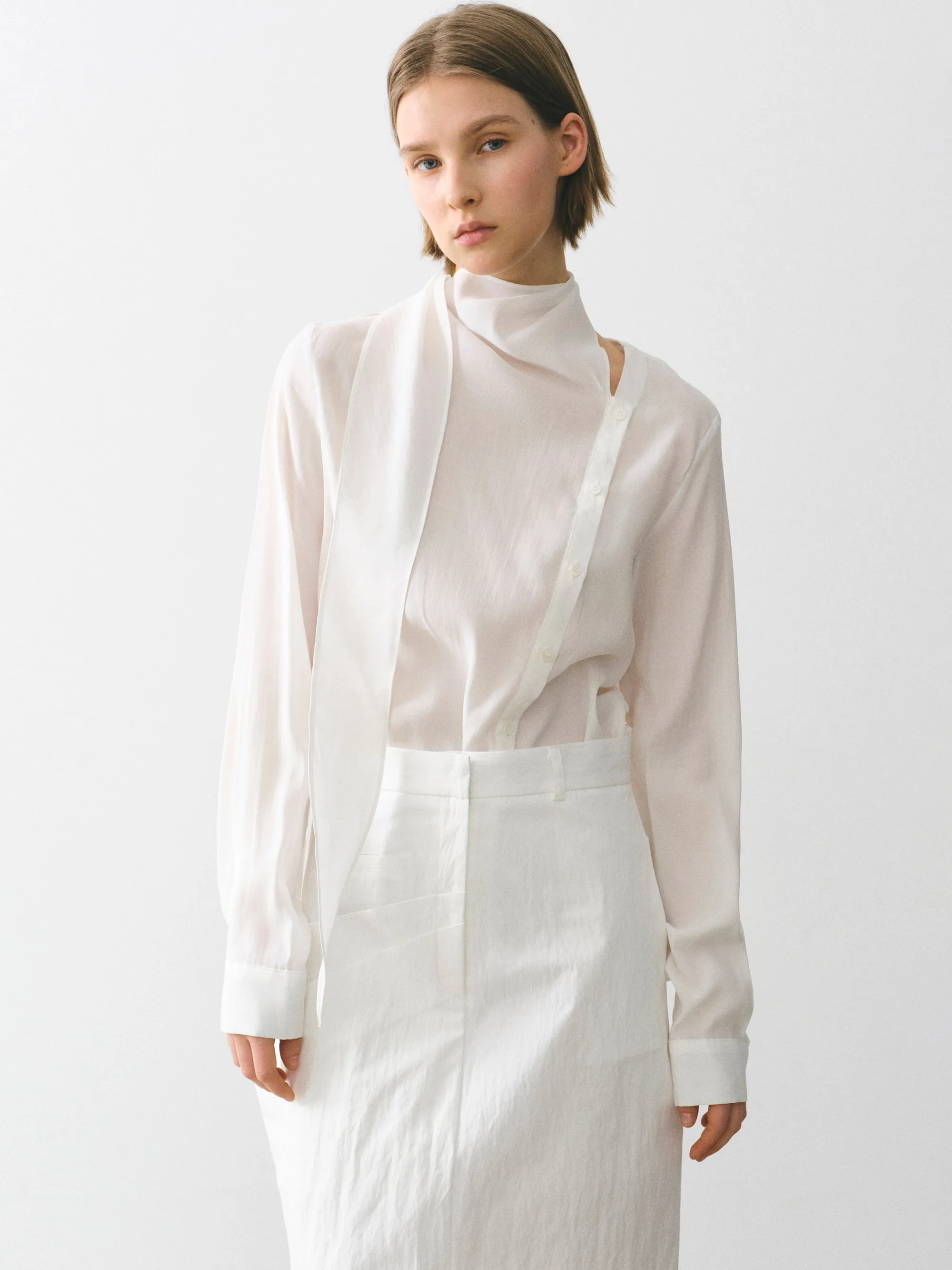 Draped Scarf Blouse, Ivory sold by Source Unknown