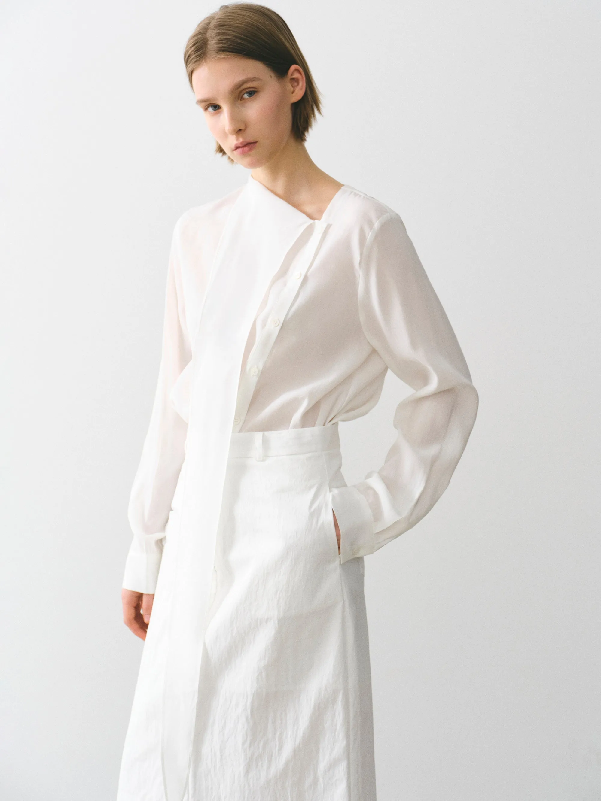 Draped Scarf Blouse, Ivory sold by Source Unknown product image thumbnail 3