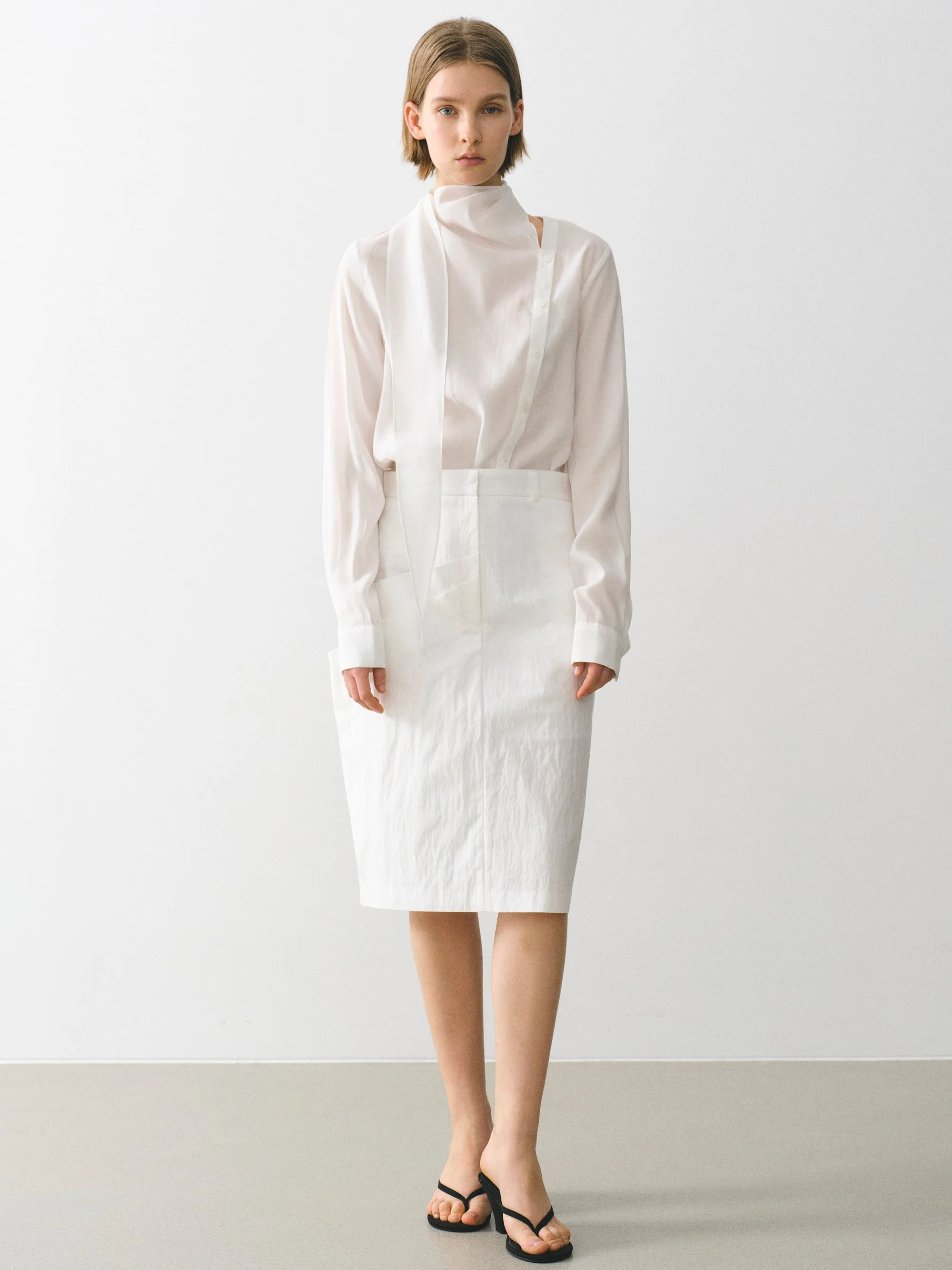 Draped Scarf Blouse, Ivory sold by Source Unknown product image thumbnail 2