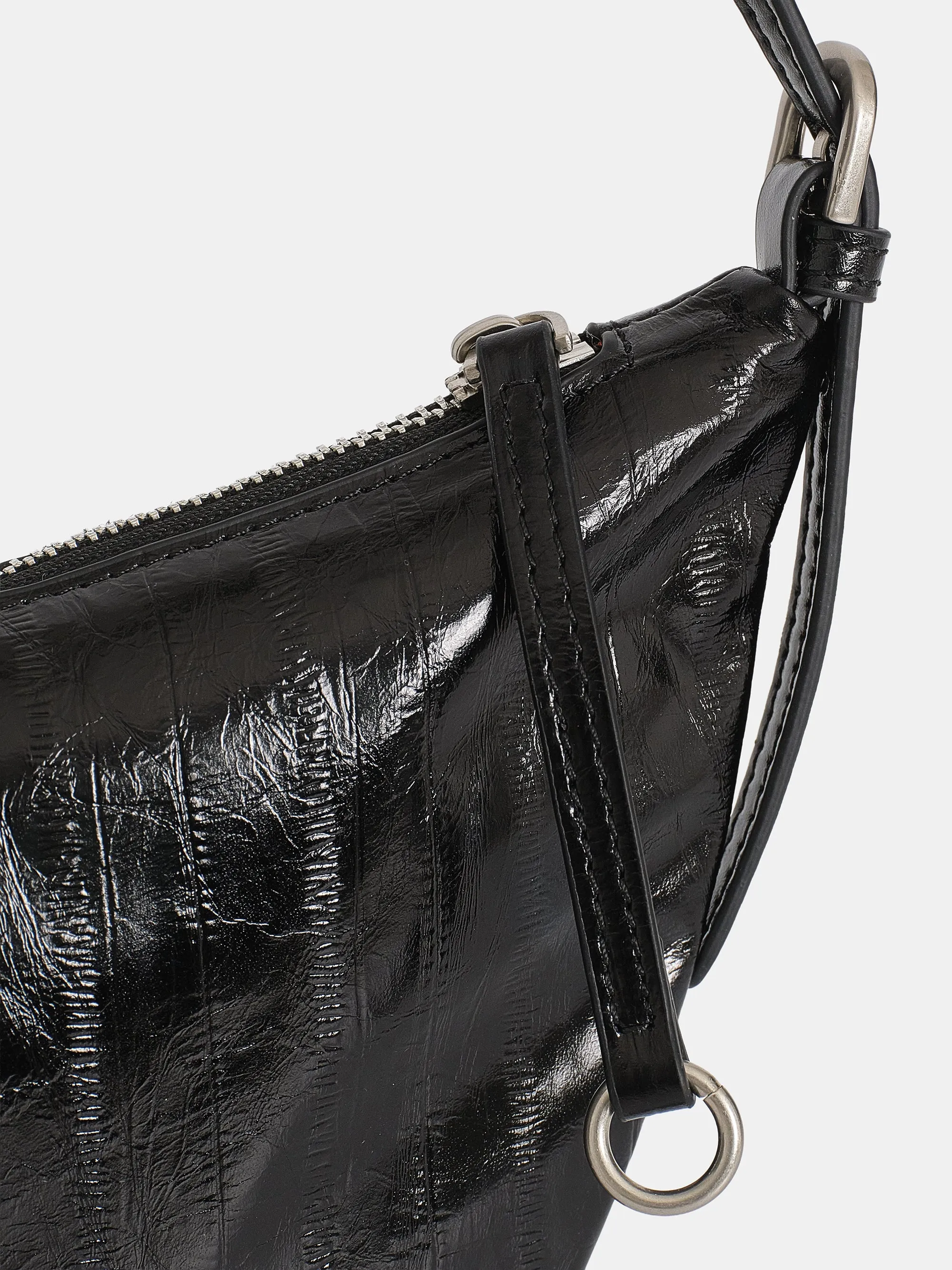 Textured Leather Crescent Bag, Black sold by Source Unknown product image thumbnail 2