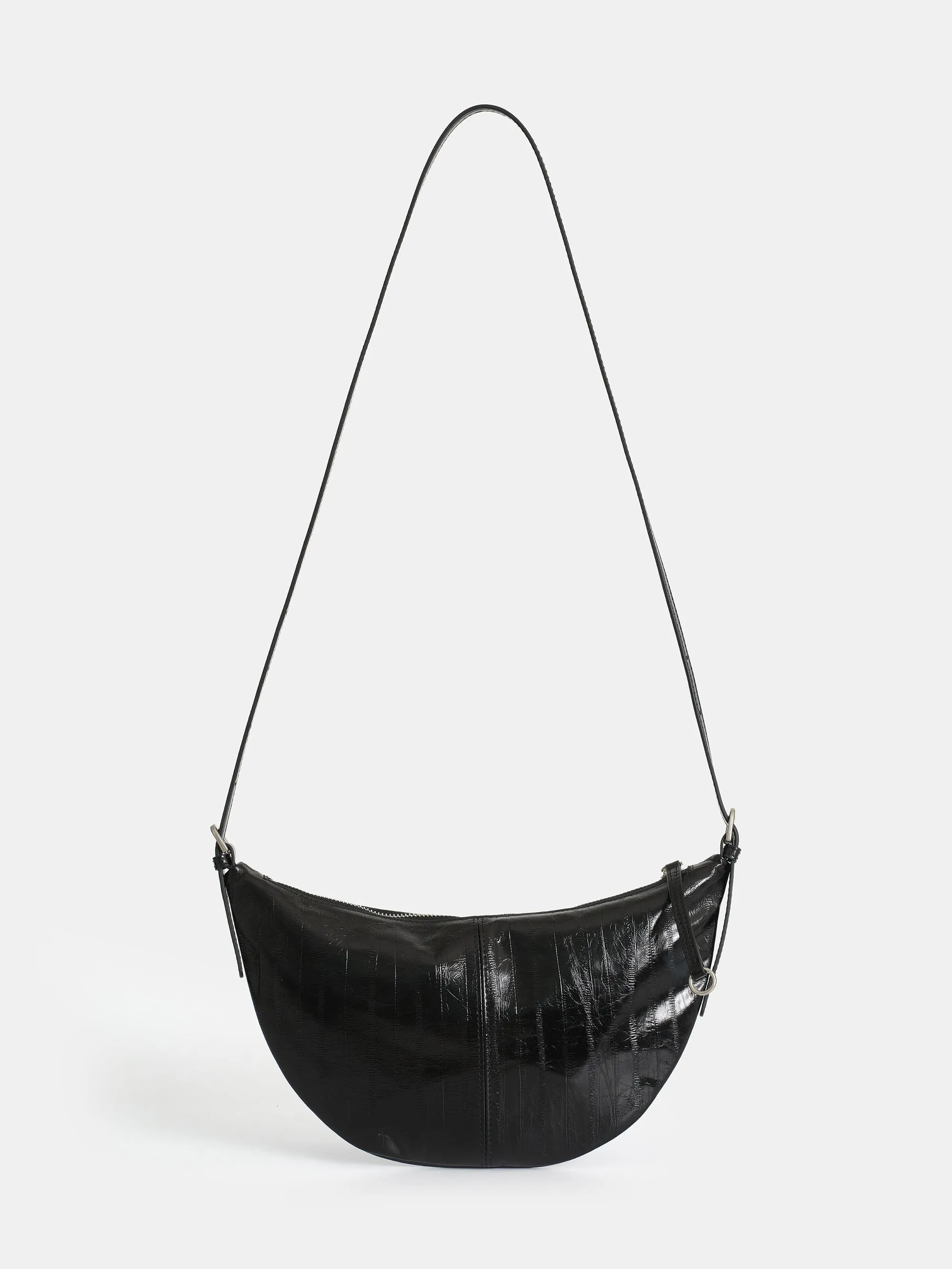 Textured Leather Crescent Bag, Black sold by Source Unknown product image thumbnail 4