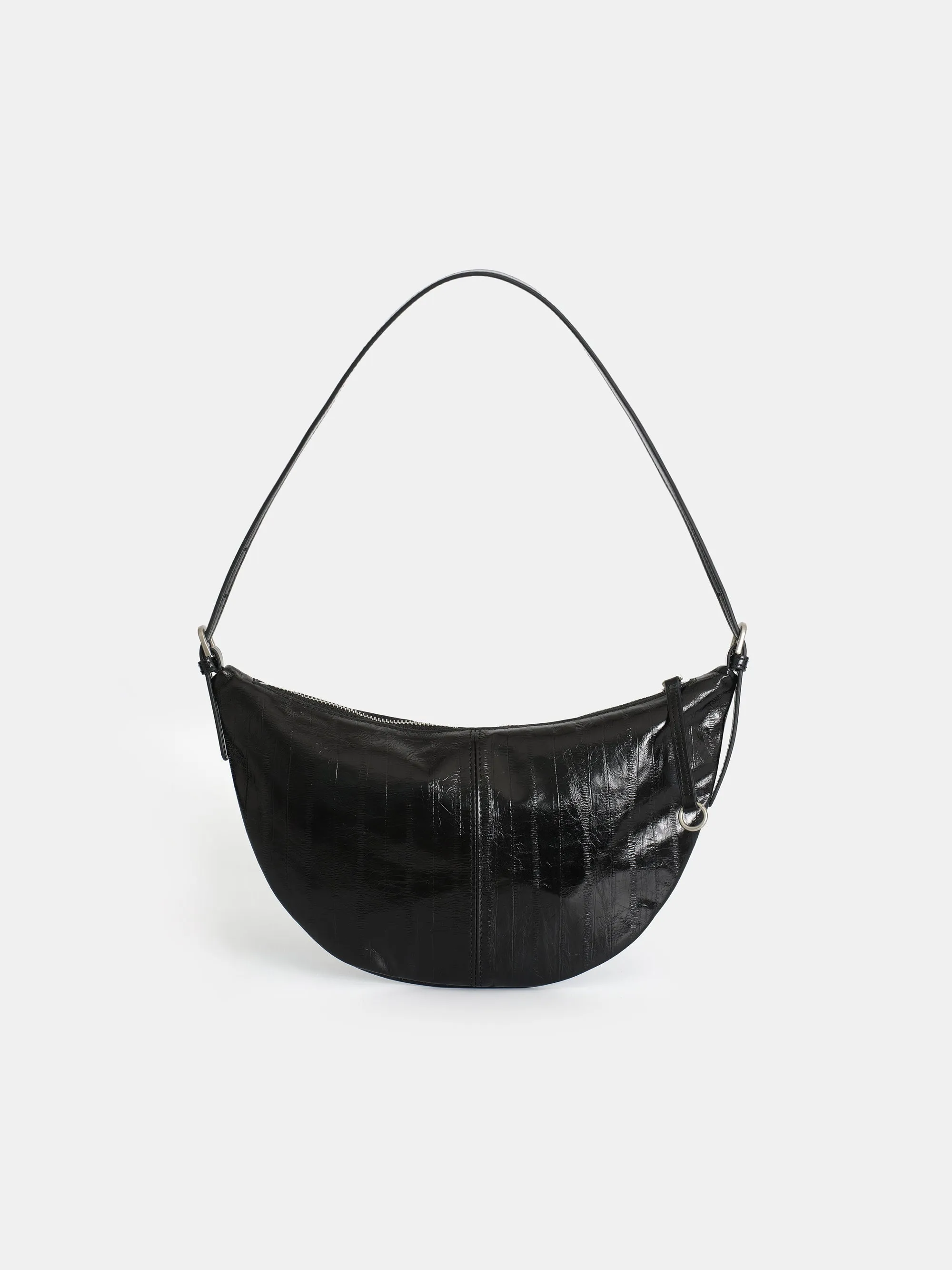 Textured Leather Crescent Bag, Black sold by Source Unknown