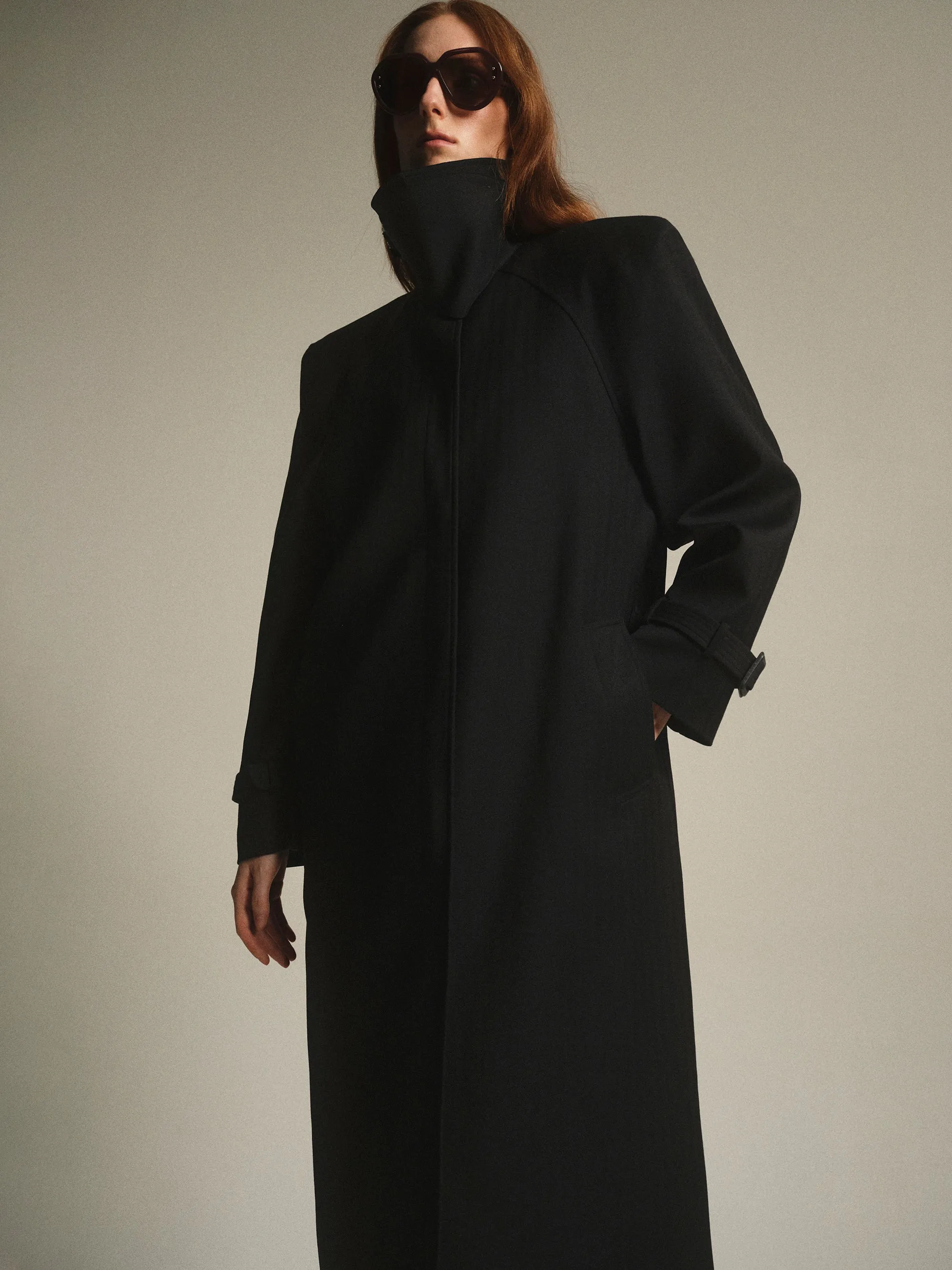 Tailored Belted Overcoat, Black sold by Source Unknown product image thumbnail 4