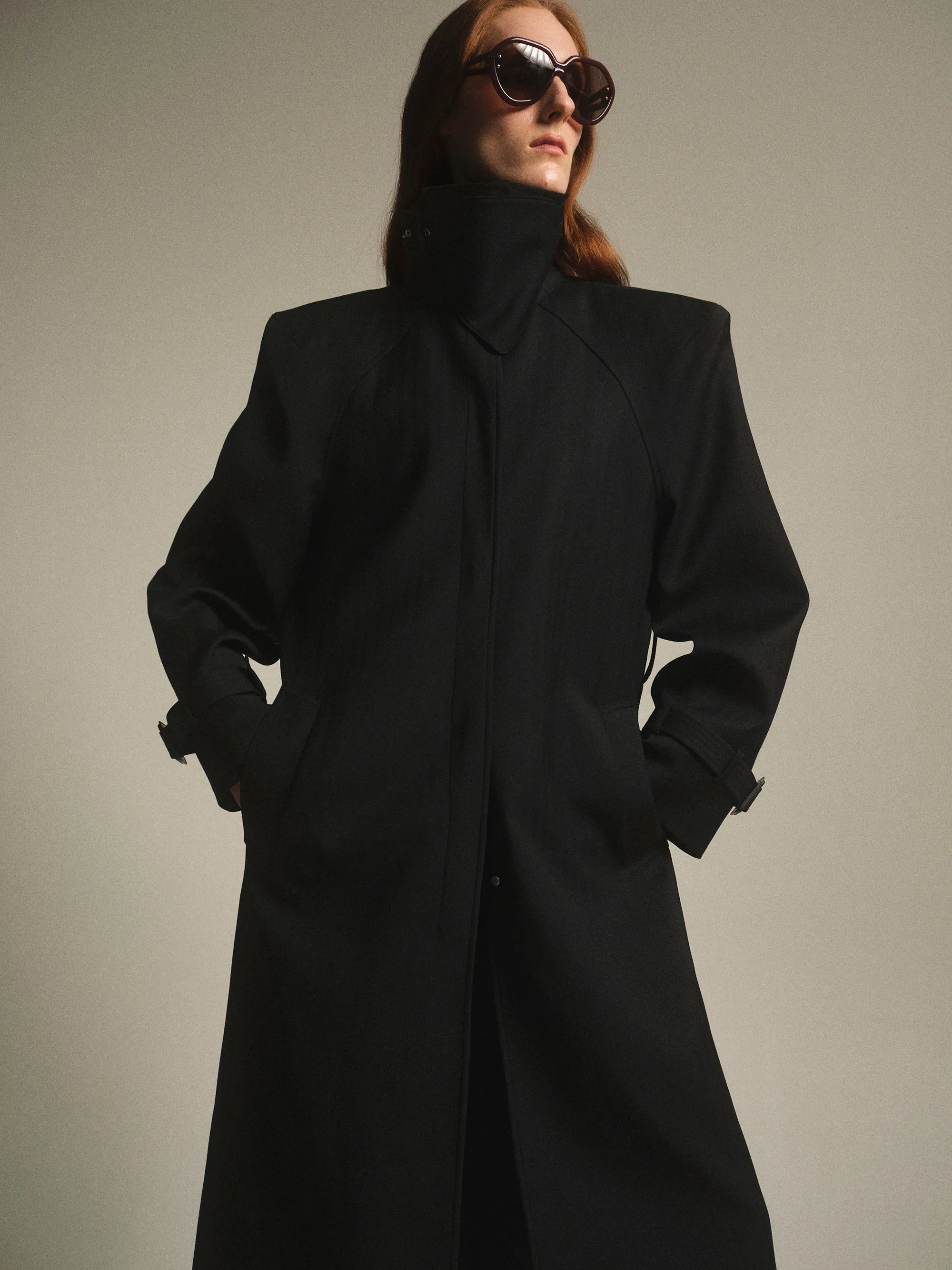 Tailored Belted Overcoat, Black sold by Source Unknown product image thumbnail 3