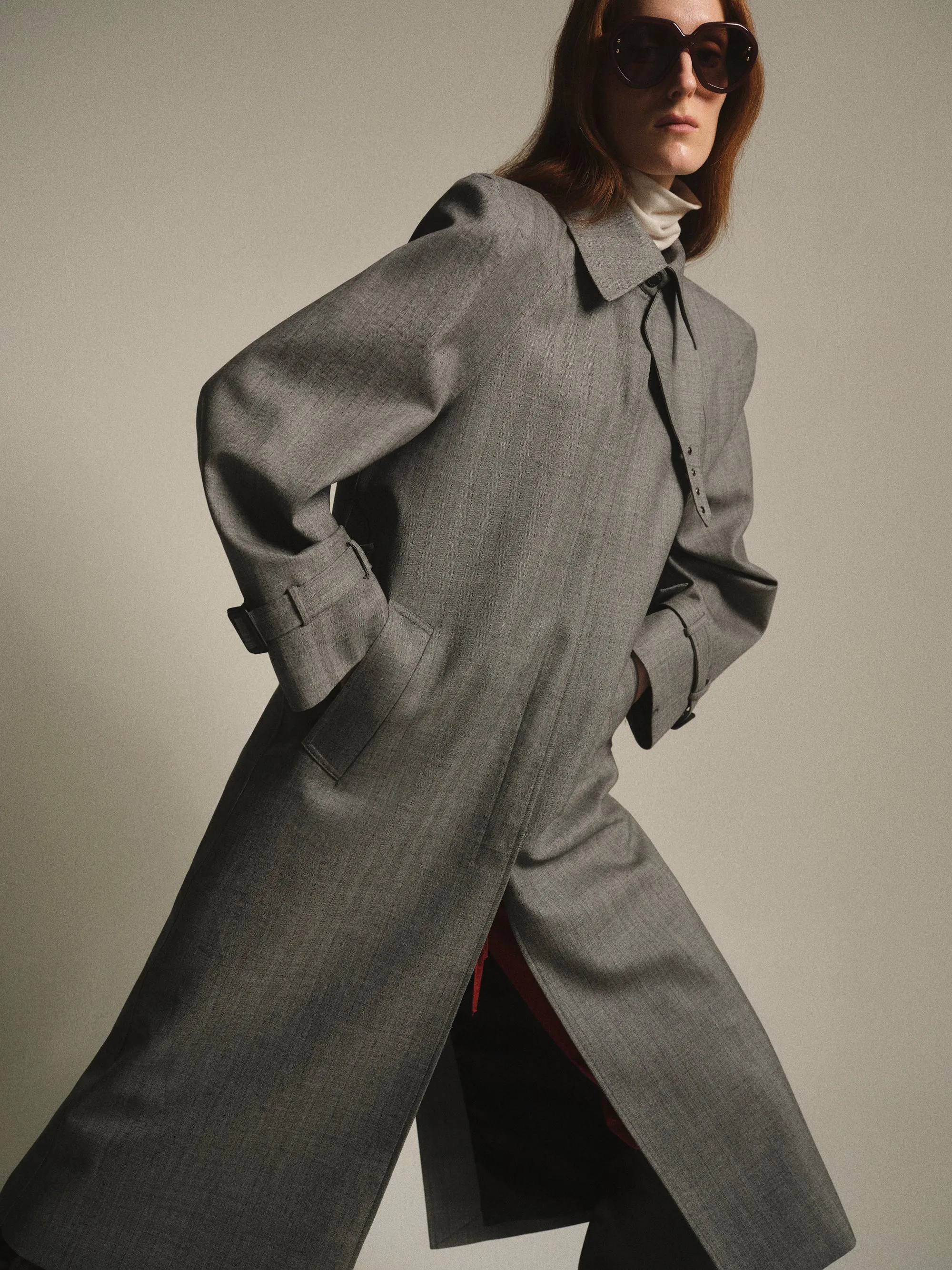 Tailored Belted Overcoat, Grey sold by Source Unknown product image thumbnail 4