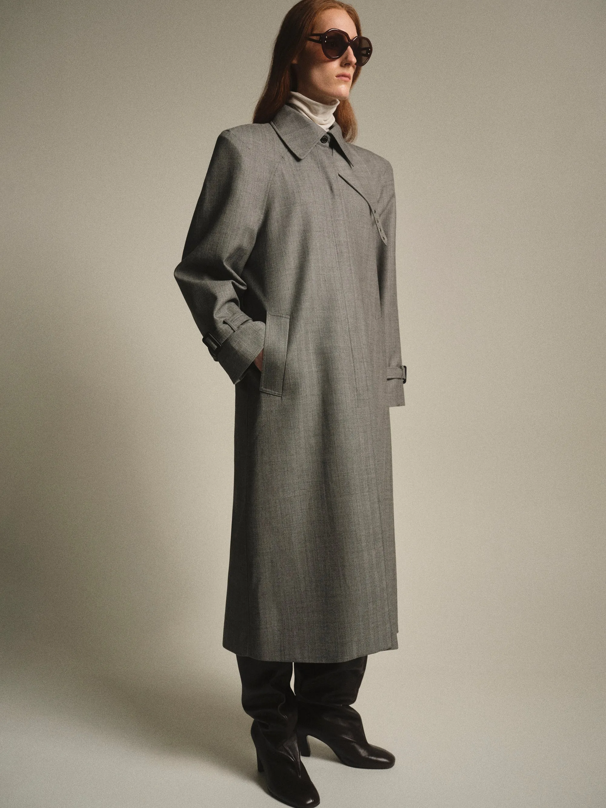 Tailored Belted Overcoat, Grey sold by Source Unknown product image thumbnail 5