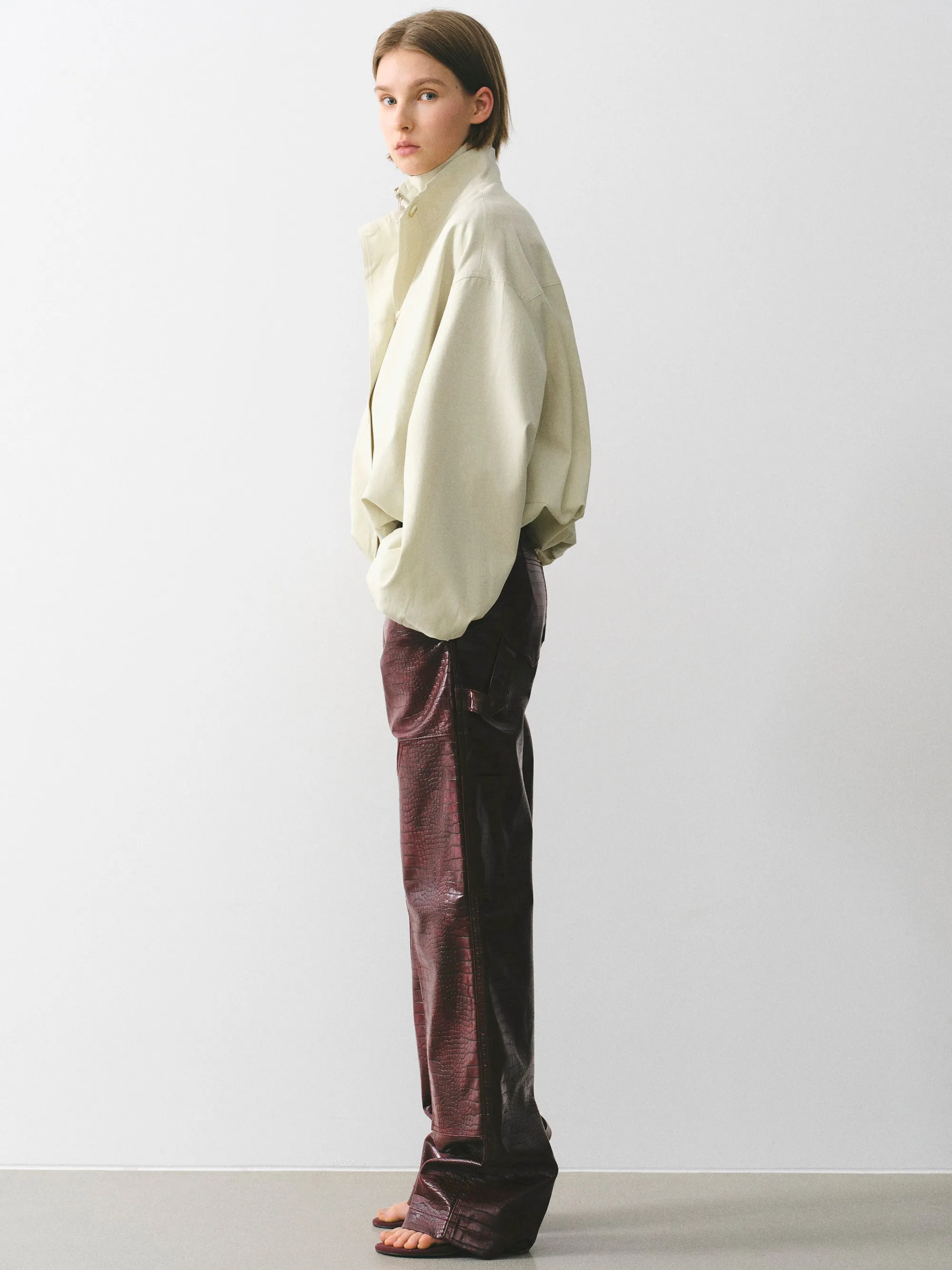 Ezra Double Collar Balloon Jacket, Beige sold by Source Unknown product image thumbnail 3