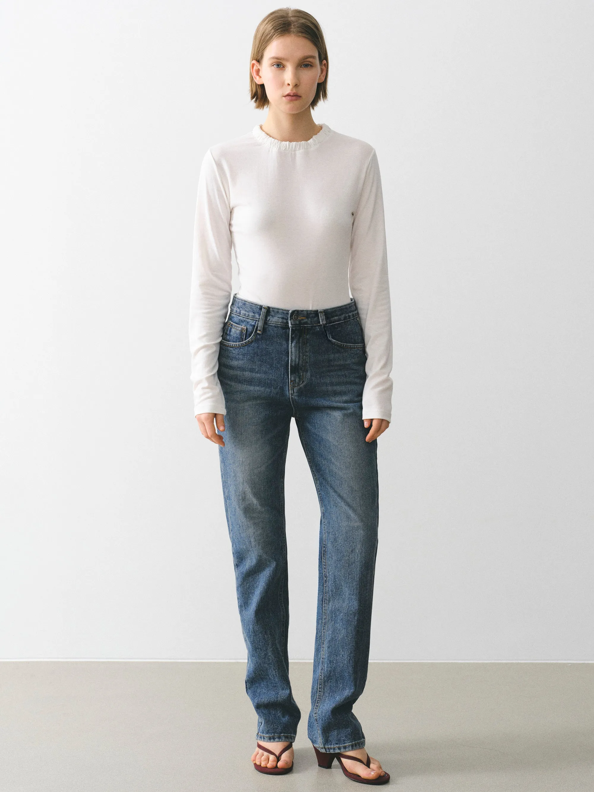 Back Slit Straight Jeans, Blue sold by Source Unknown product image thumbnail 4