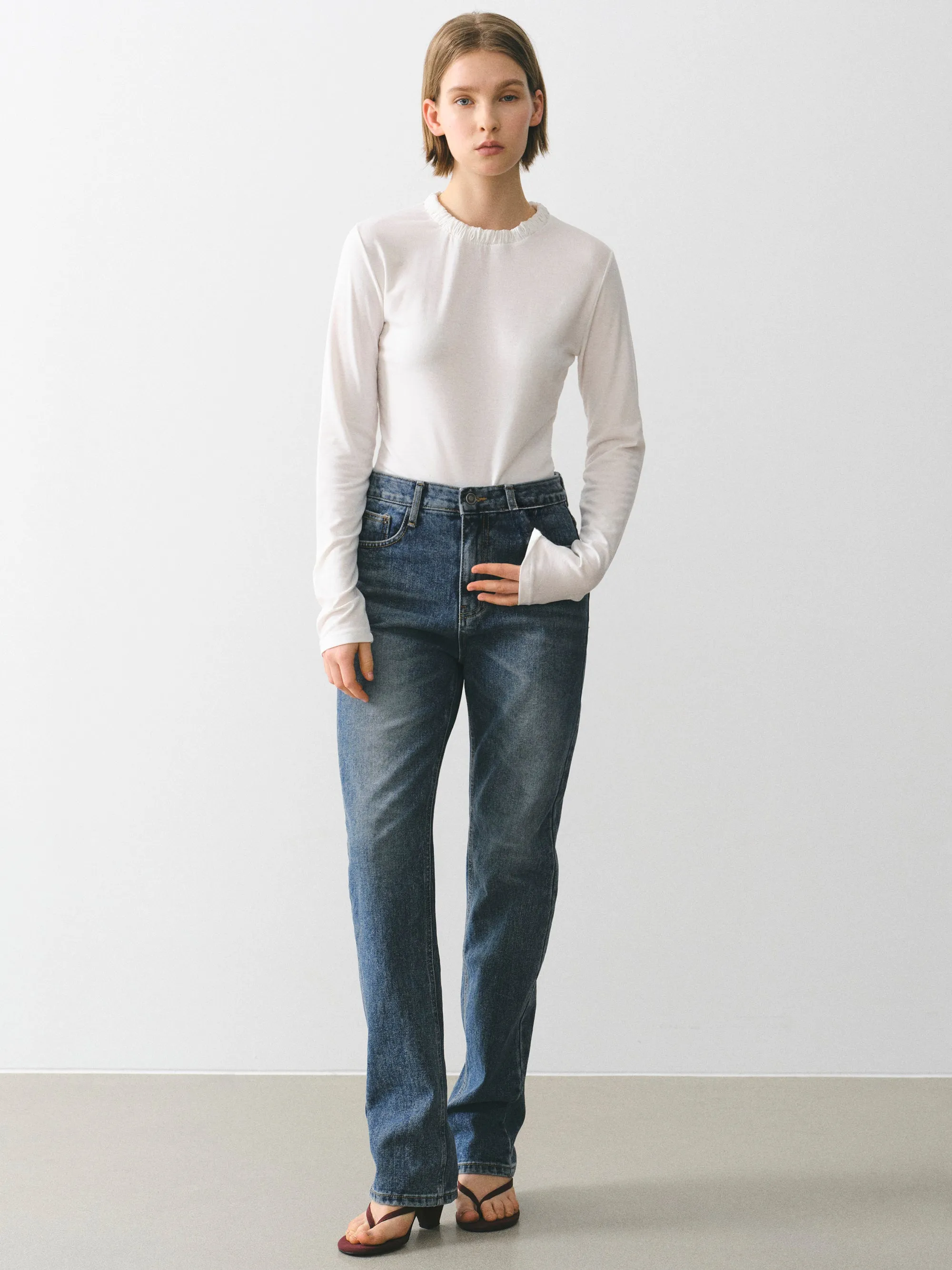 Shirred Neck Jersey Top, Ivory sold by Source Unknown product image thumbnail 3