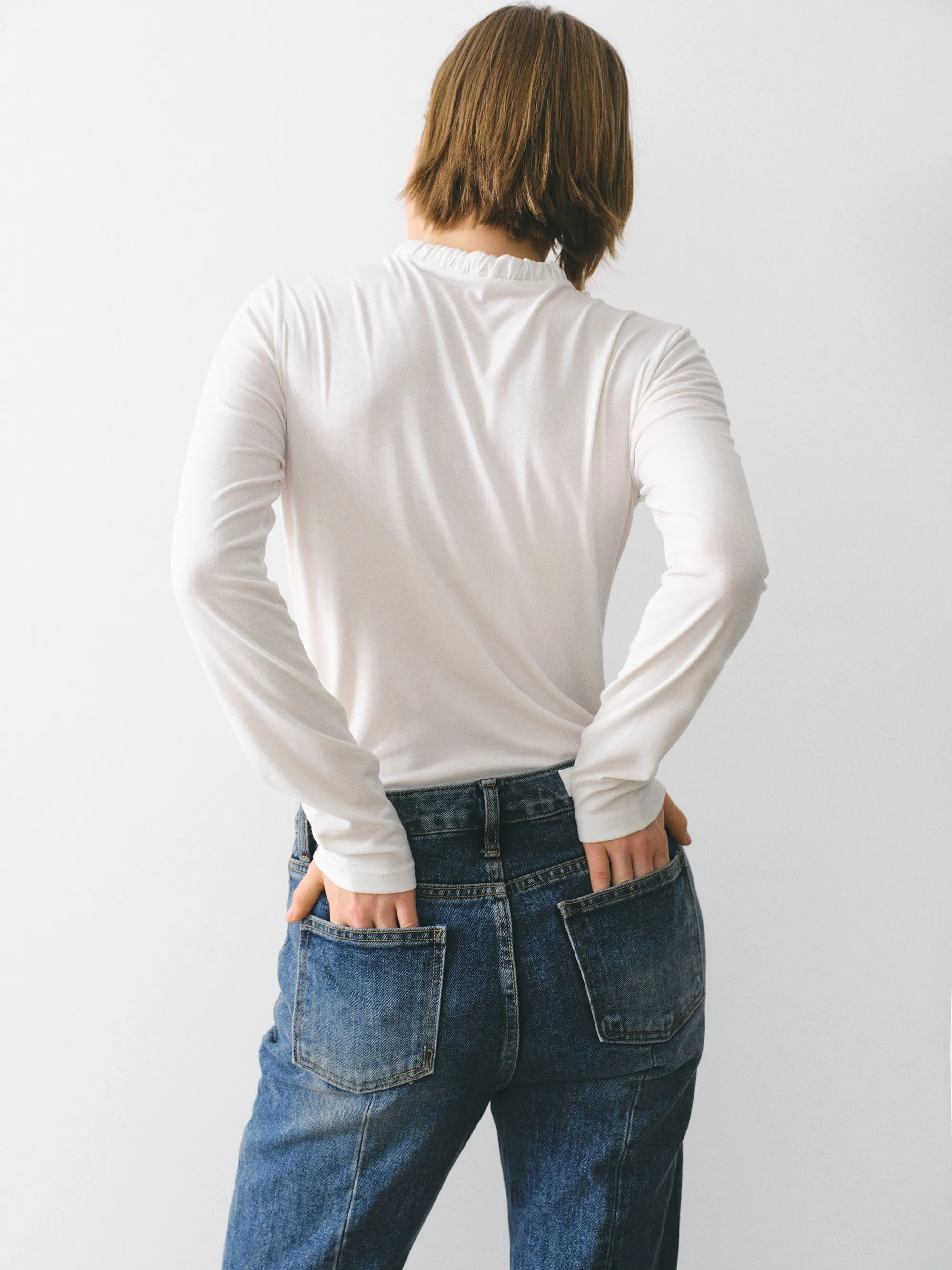 Shirred Neck Jersey Top, Ivory sold by Source Unknown product image thumbnail 4