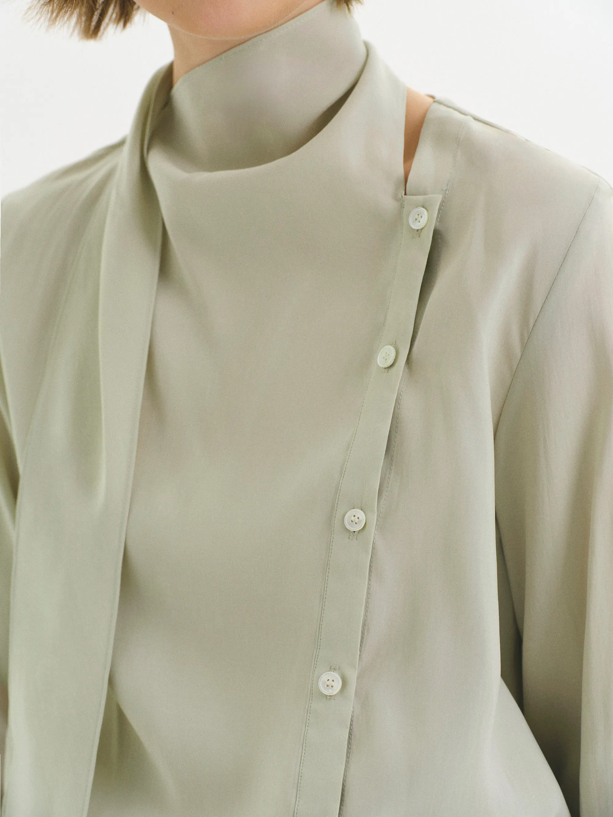 Draped Scarf Blouse, Beige sold by Source Unknown product image thumbnail 2