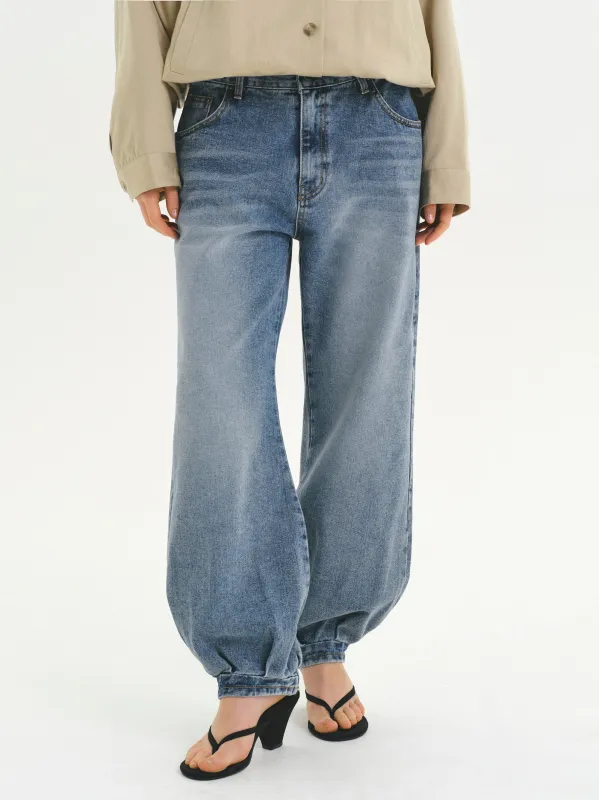 Denim Balloon Pants, Light Blue made by Source Unknown