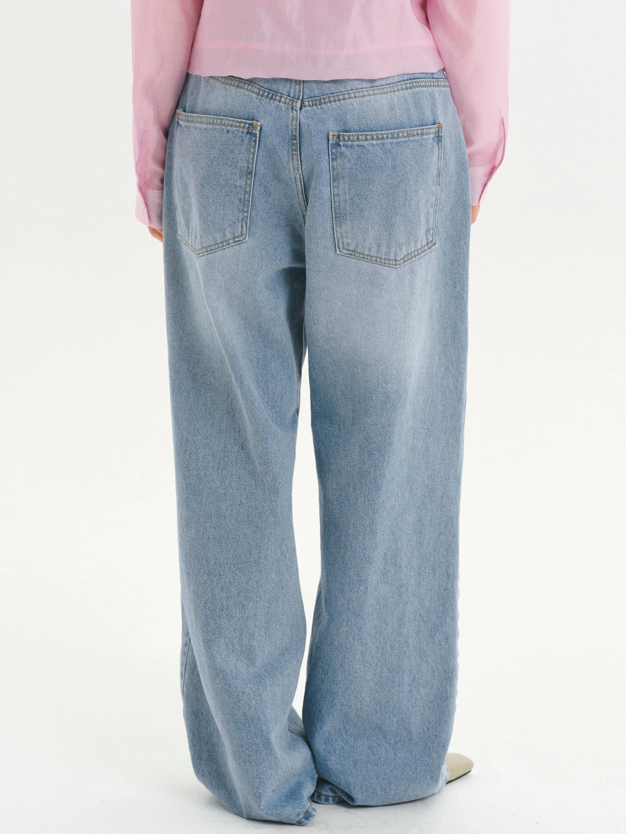Drawstring Patch Pocket Jeans, Light Blue sold by Source Unknown product image thumbnail 4