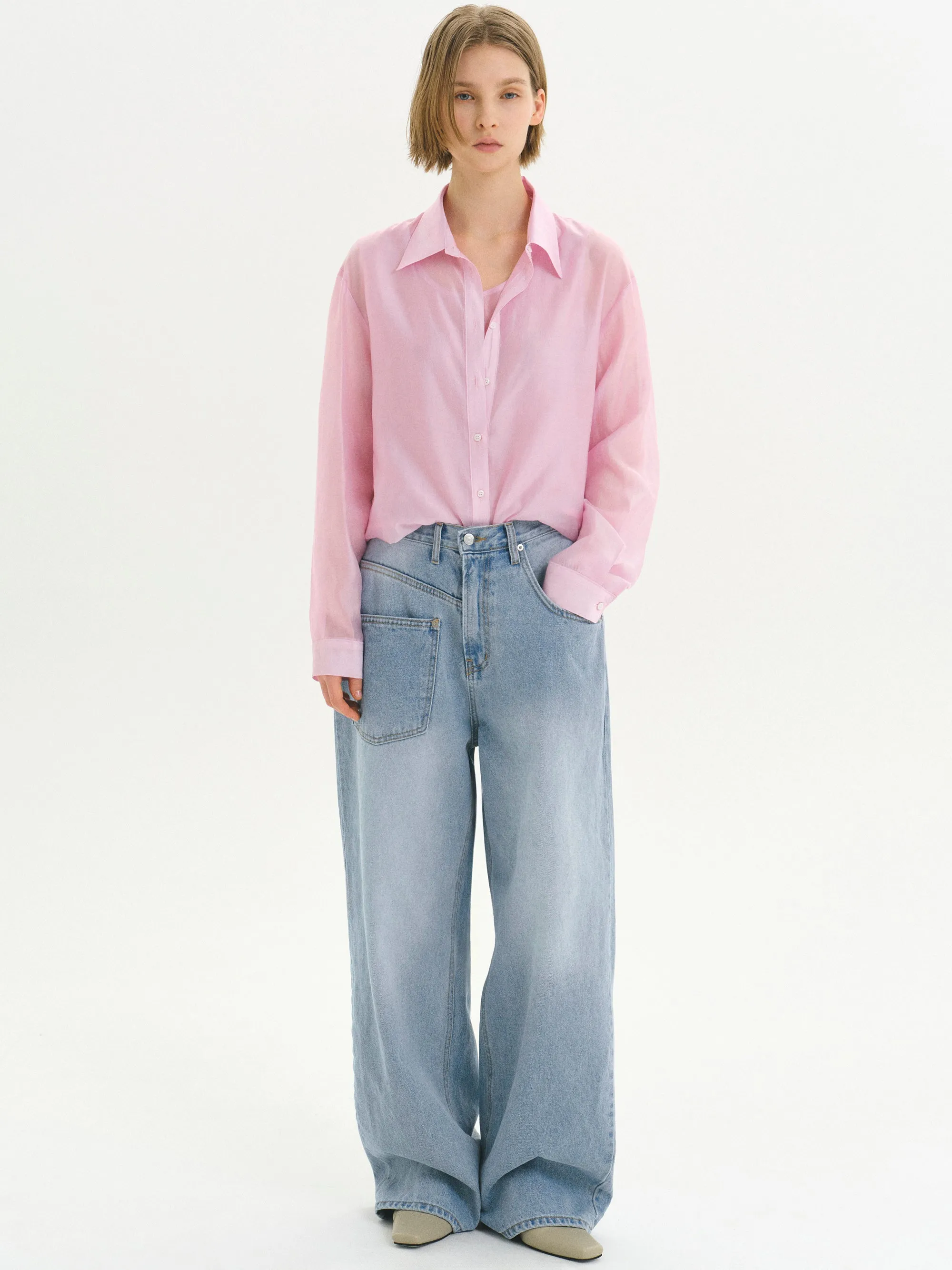 Drawstring Patch Pocket Jeans, Light Blue sold by Source Unknown product image thumbnail 2