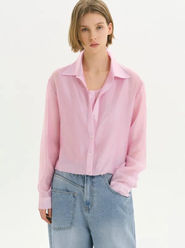 Layered Button Down Shirt, Pink made by Source Unknown