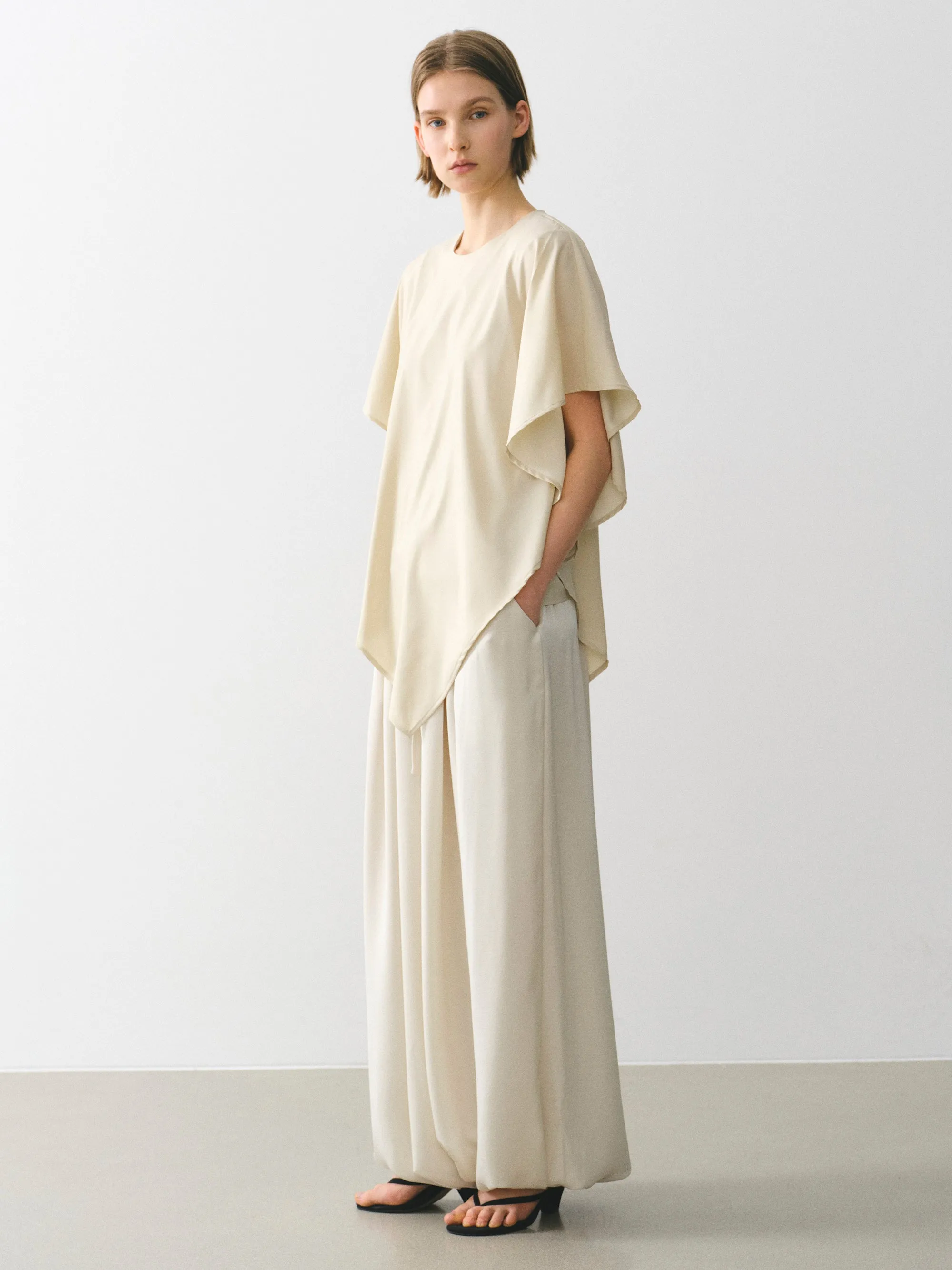 Elasticated Satin-Effect Balloon Pants, Beige sold by Source Unknown product image thumbnail 3