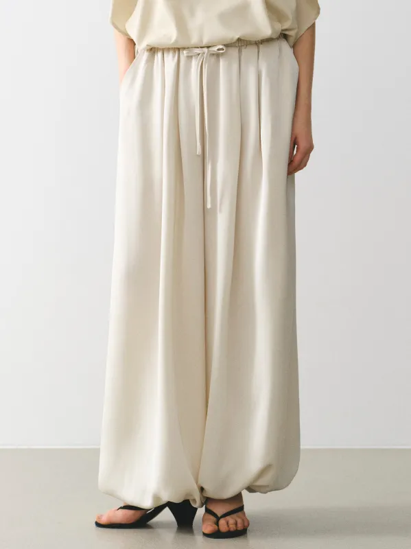 Elasticated Satin-Effect Balloon Pants, Beige made by Source Unknown