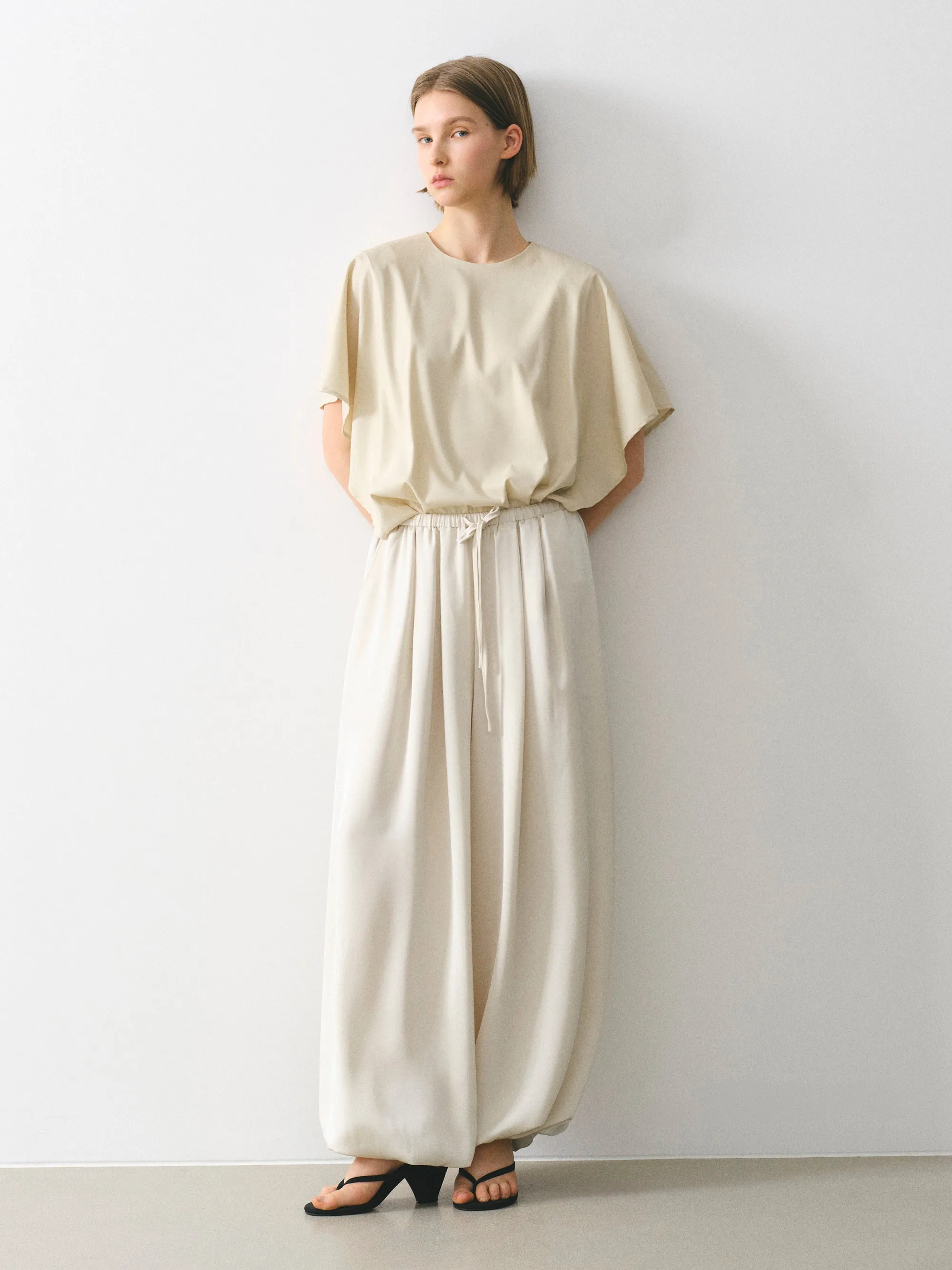 Elasticated Satin-Effect Balloon Pants, Beige sold by Source Unknown product image thumbnail 2