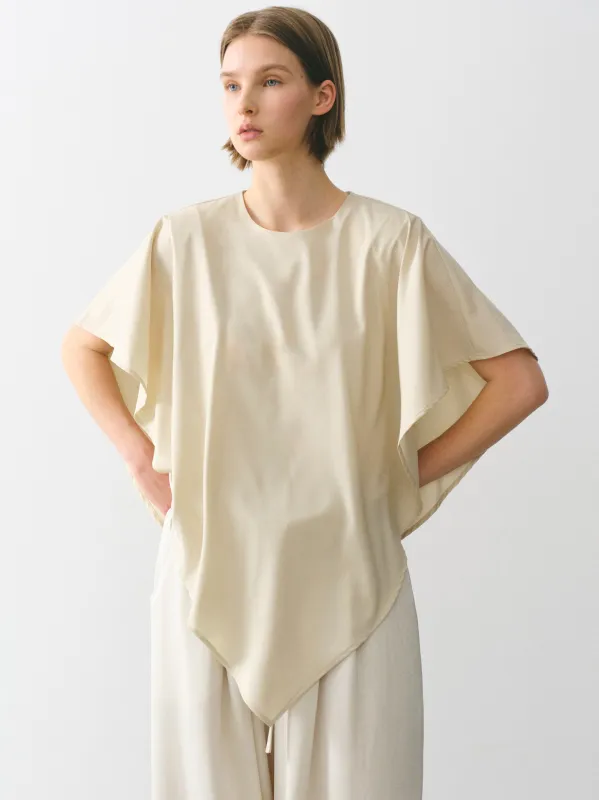 Draped Cape Top, Beige made by Source Unknown