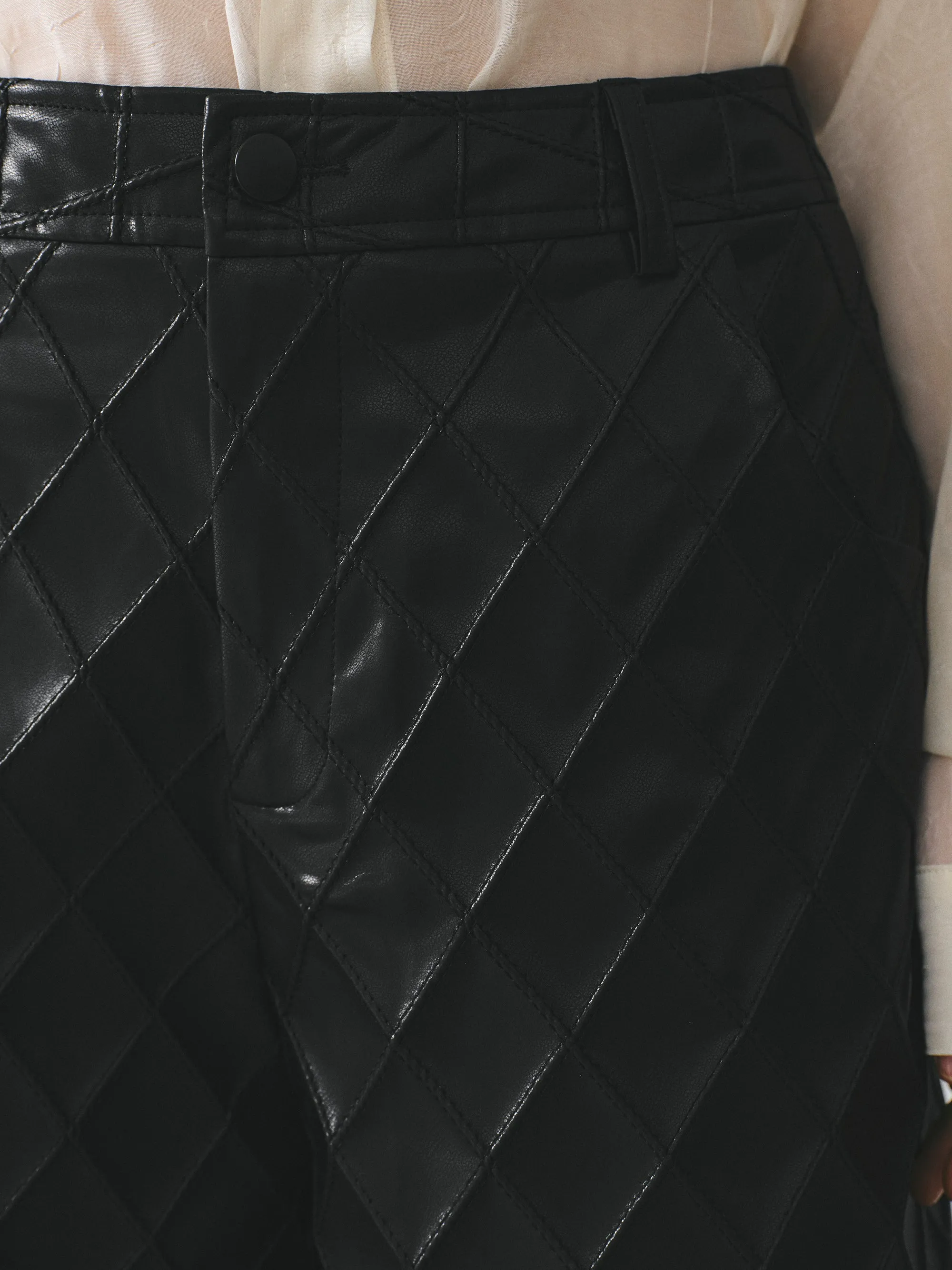 Textured Faux-Leather Bermuda Shorts, Black sold by Source Unknown product image thumbnail 3