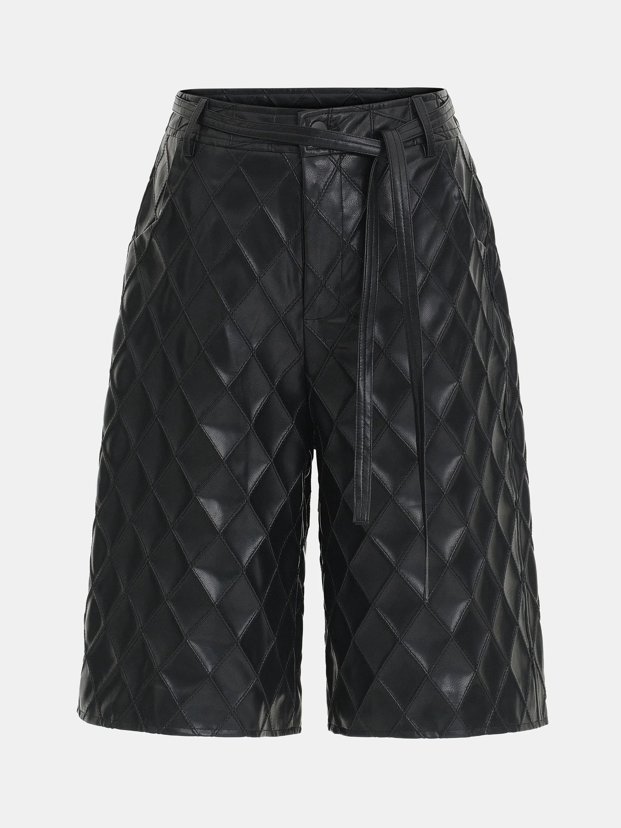 Textured Faux-Leather Bermuda Shorts, Black sold by Source Unknown product image thumbnail 5