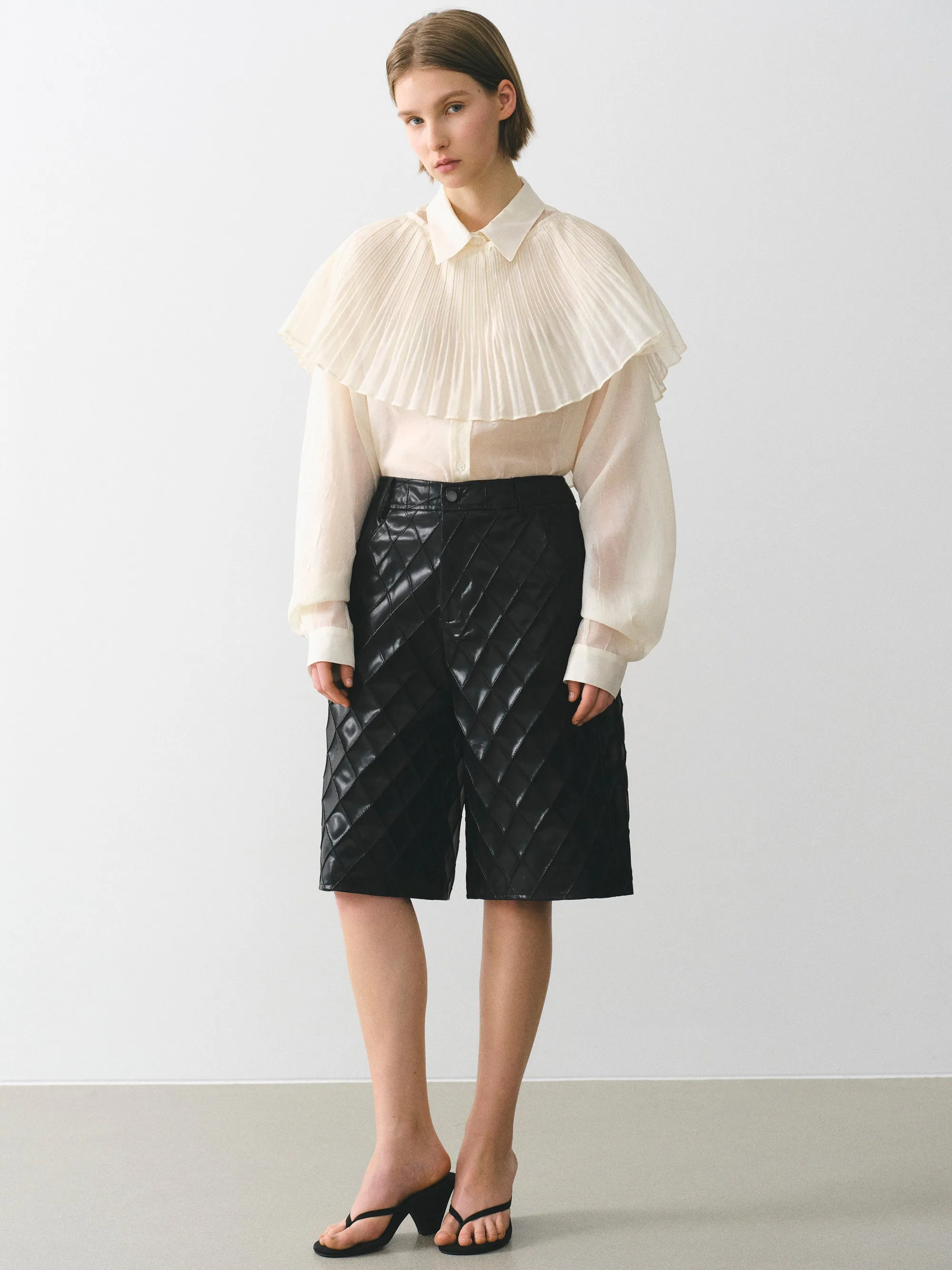 Pleated Panel Shirt, Ivory sold by Source Unknown product image thumbnail 3