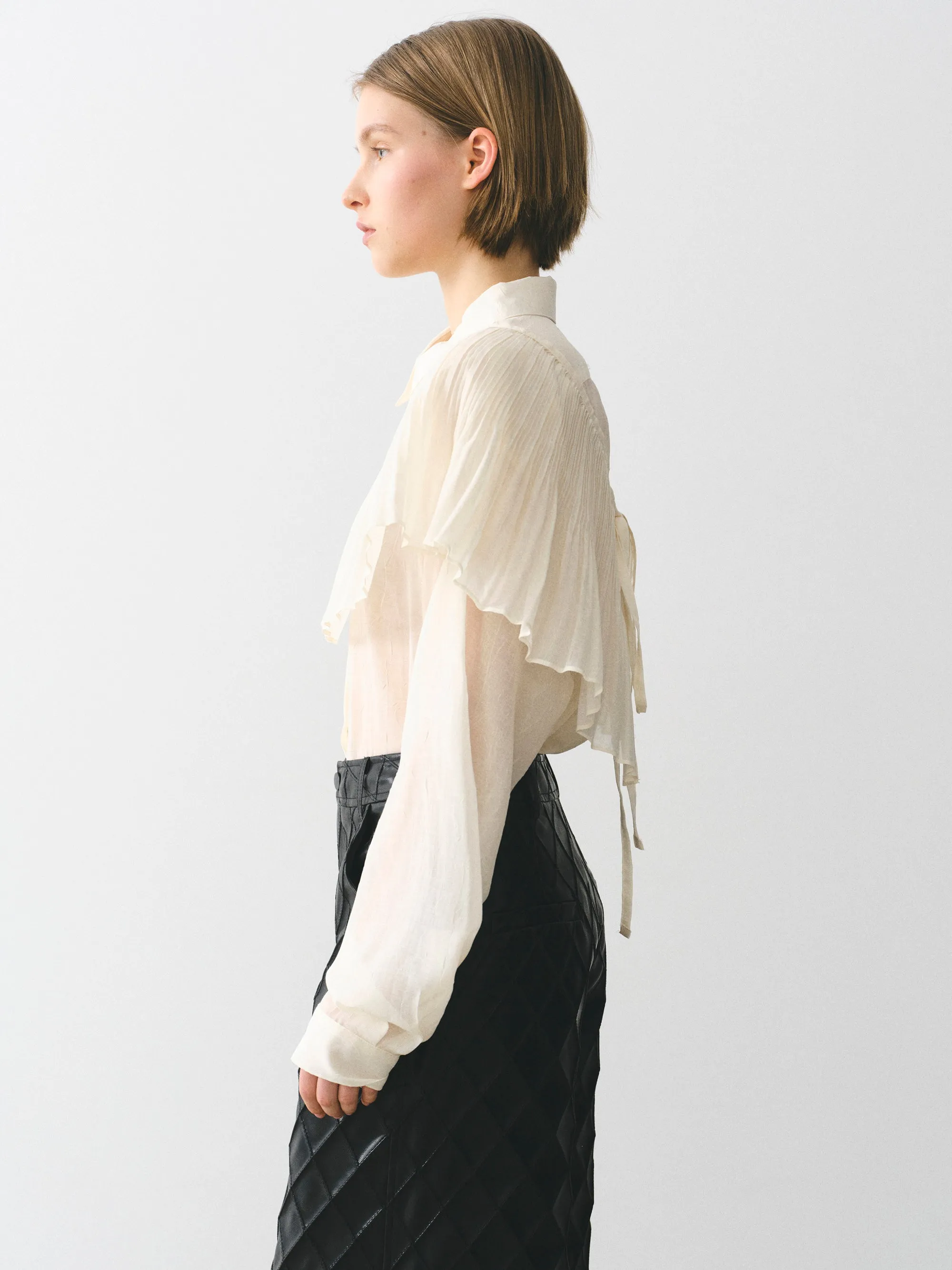 Pleated Panel Shirt, Ivory sold by Source Unknown product image thumbnail 2