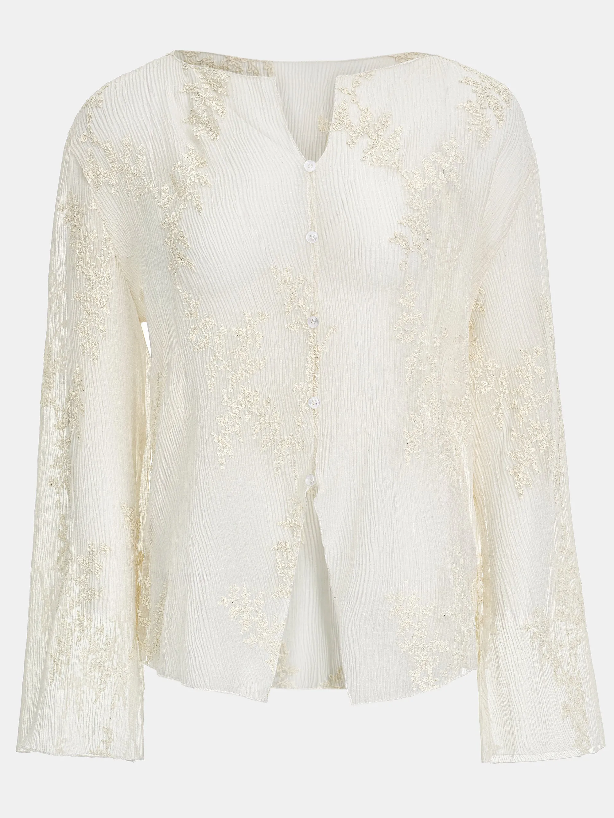 Front-To-Back Embroidered Blouse, Ivory sold by Source Unknown