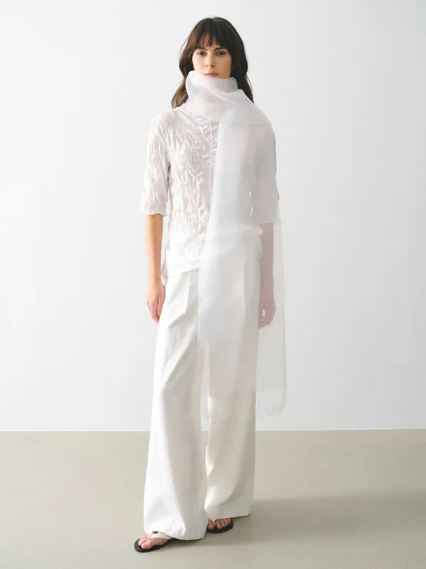 Sheer Organza Scarf, White made by Source Unknown