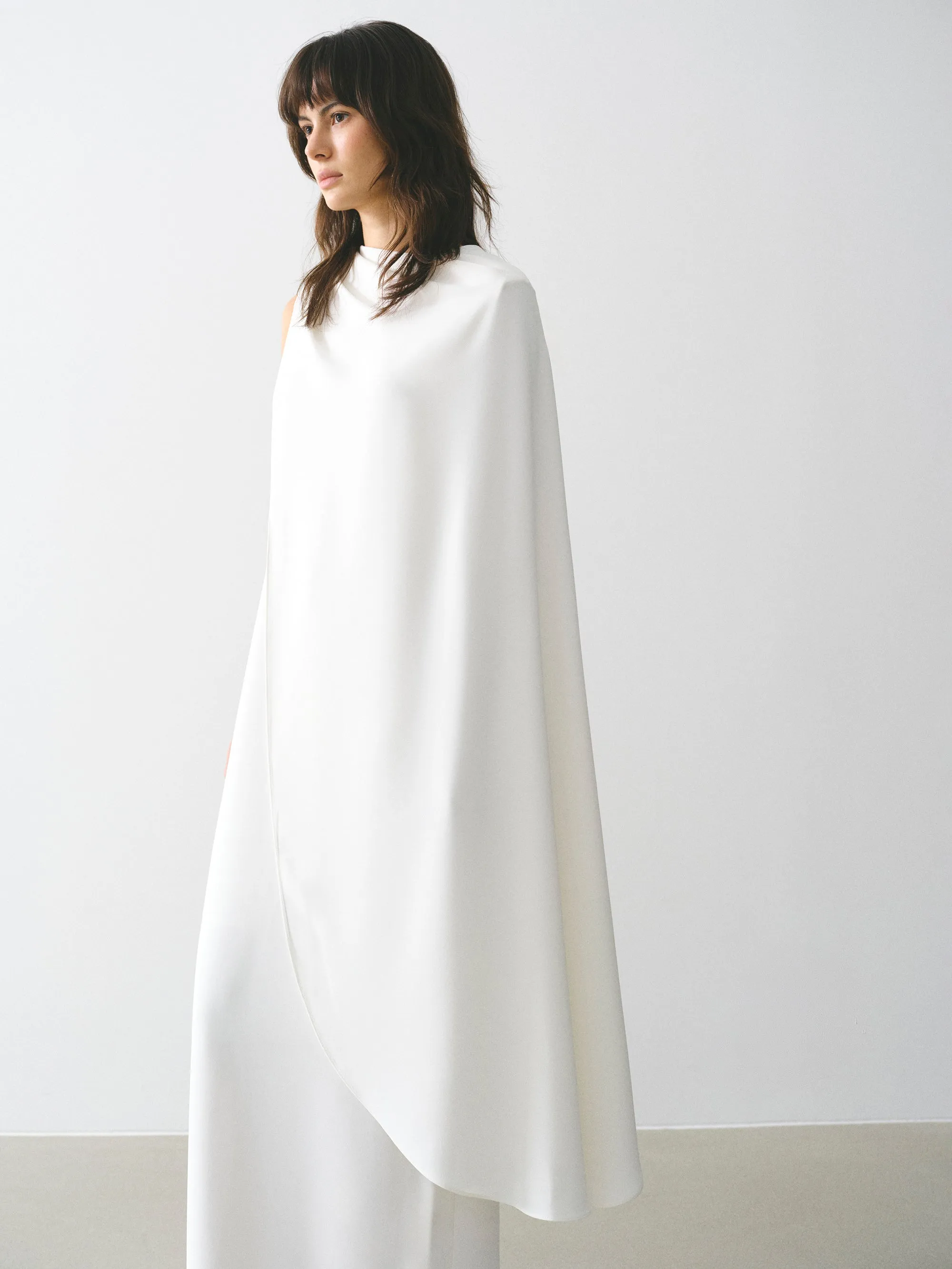 One-Shoulder Draped Dress, White sold by Source Unknown product image thumbnail 2