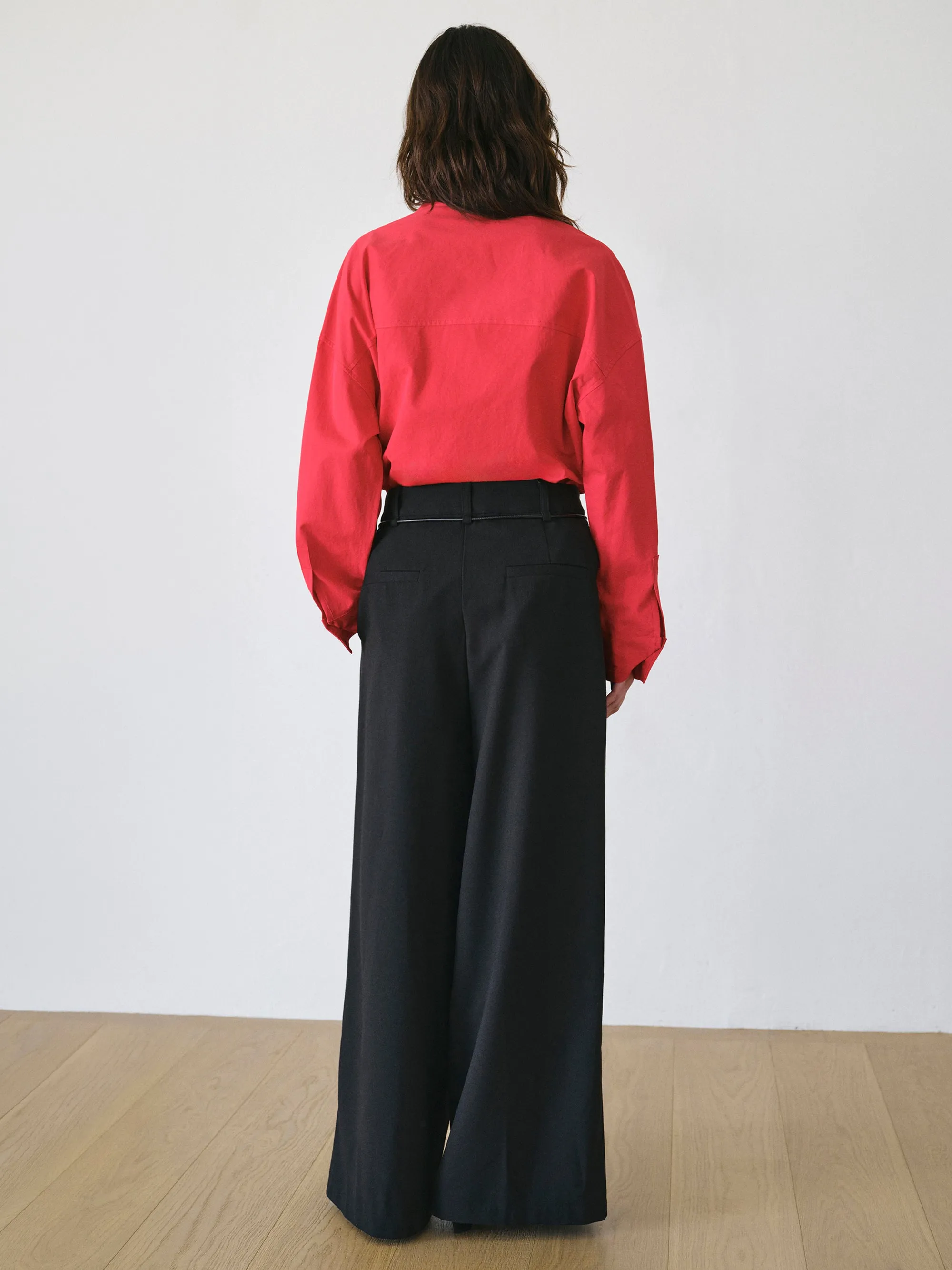 Tie-Belt Pleated Trousers, Black sold by Source Unknown product image thumbnail 5