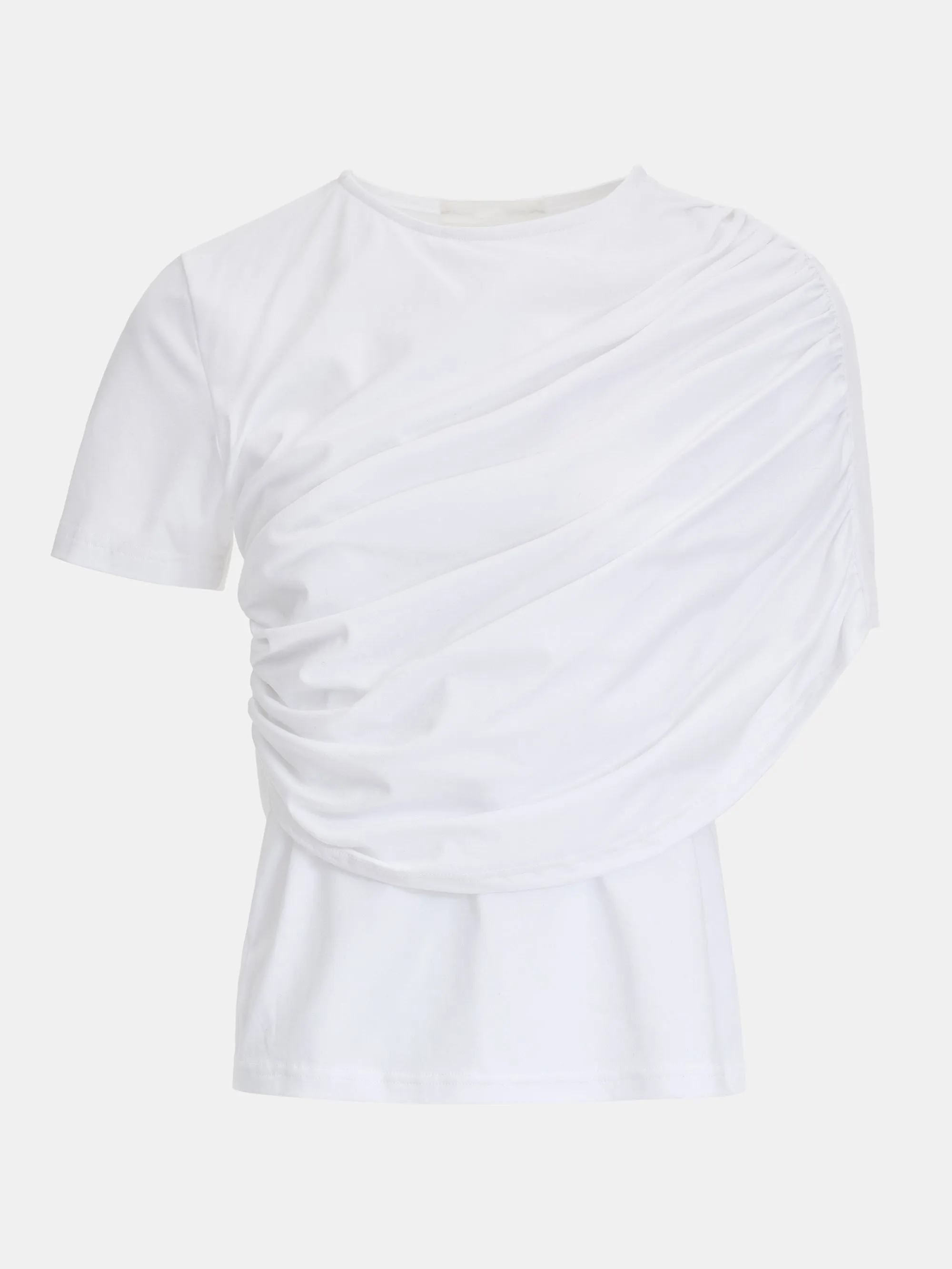 Asymmetric Ruched T-Shirt, White sold by Source Unknown product image thumbnail 5