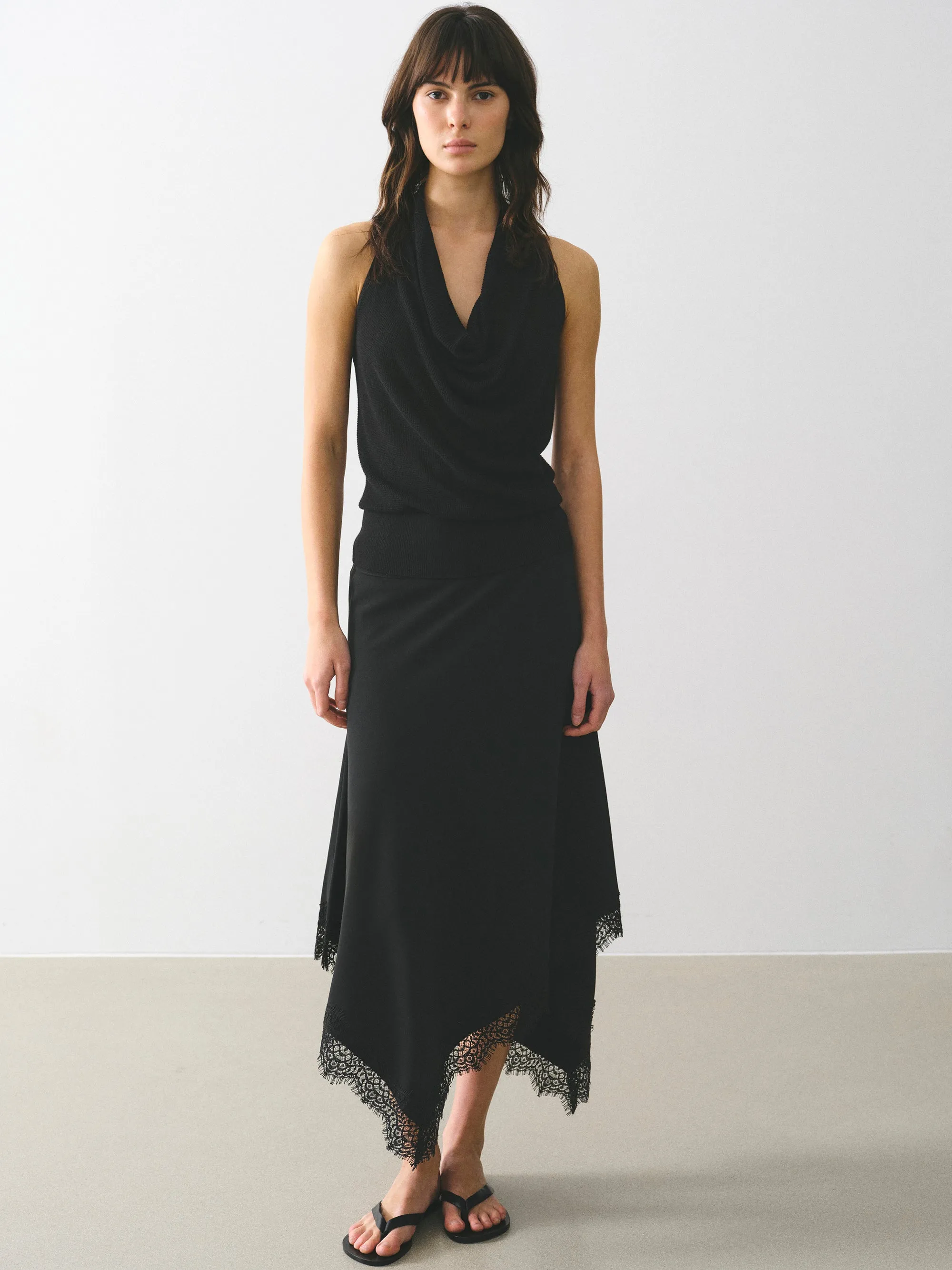 Cowl-Neck Halter Knit Top, Black sold by Source Unknown product image thumbnail 3