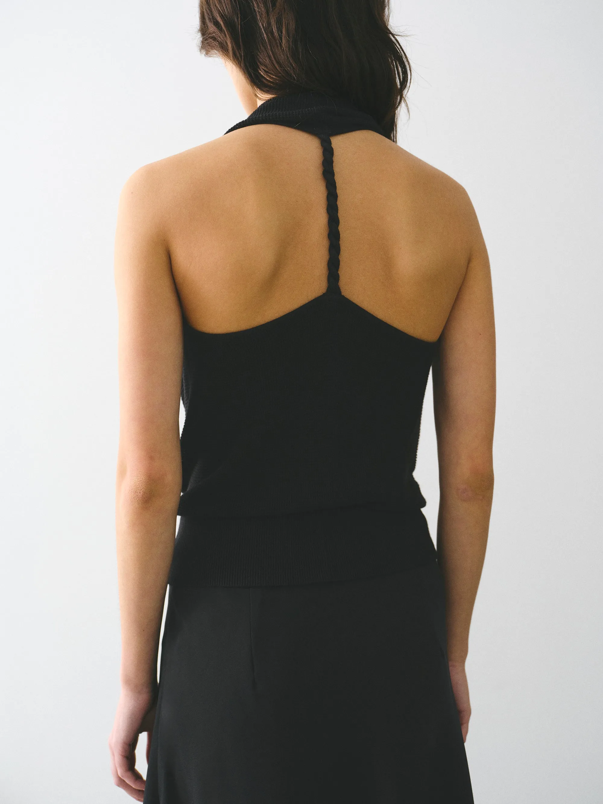 Cowl-Neck Halter Knit Top, Black sold by Source Unknown product image thumbnail 2