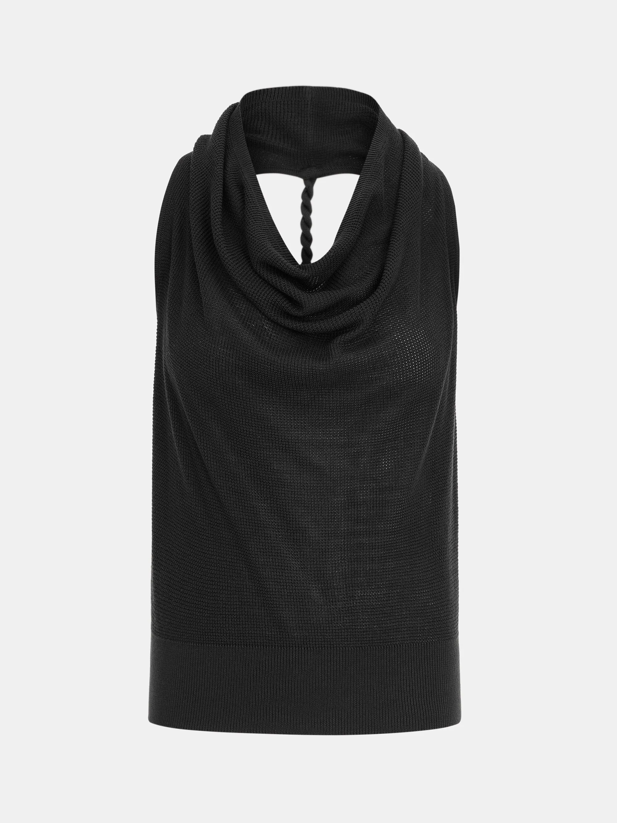 Cowl-Neck Halter Knit Top, Black sold by Source Unknown product image thumbnail 4